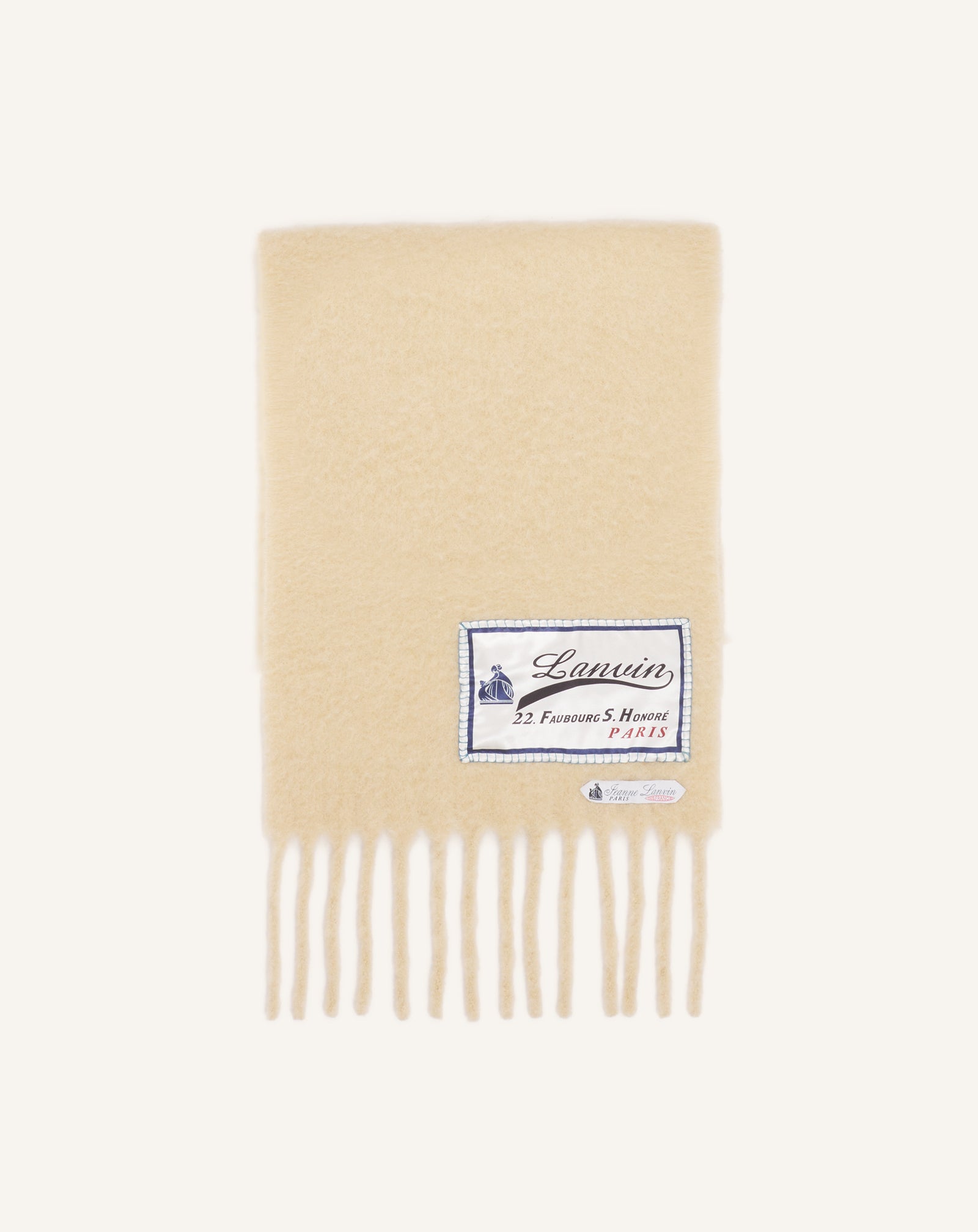 FRINGED WOOL SCARF WITH 22 FAUBOURG LABEL