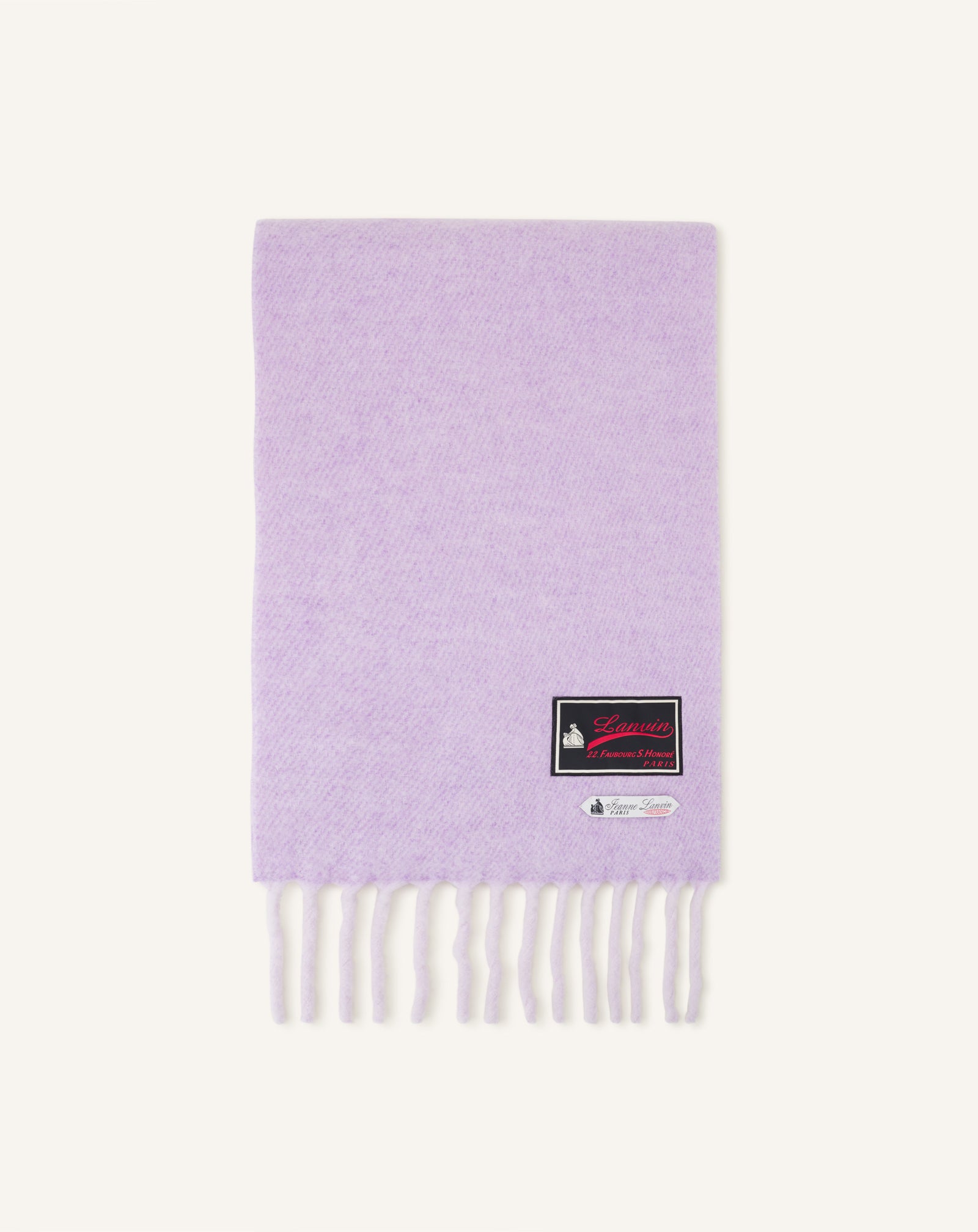 Purple Fringed Wool Scarf With 22 Faubourg Label | Lanvin