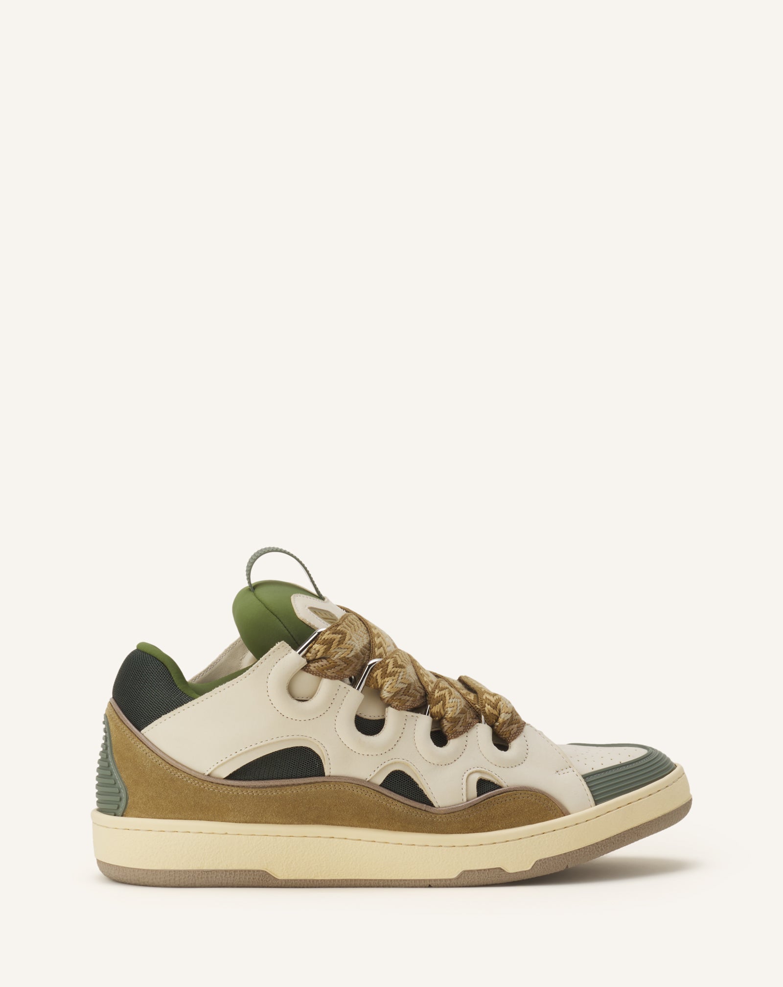 White Curb Leather Sneakers | Lanvin