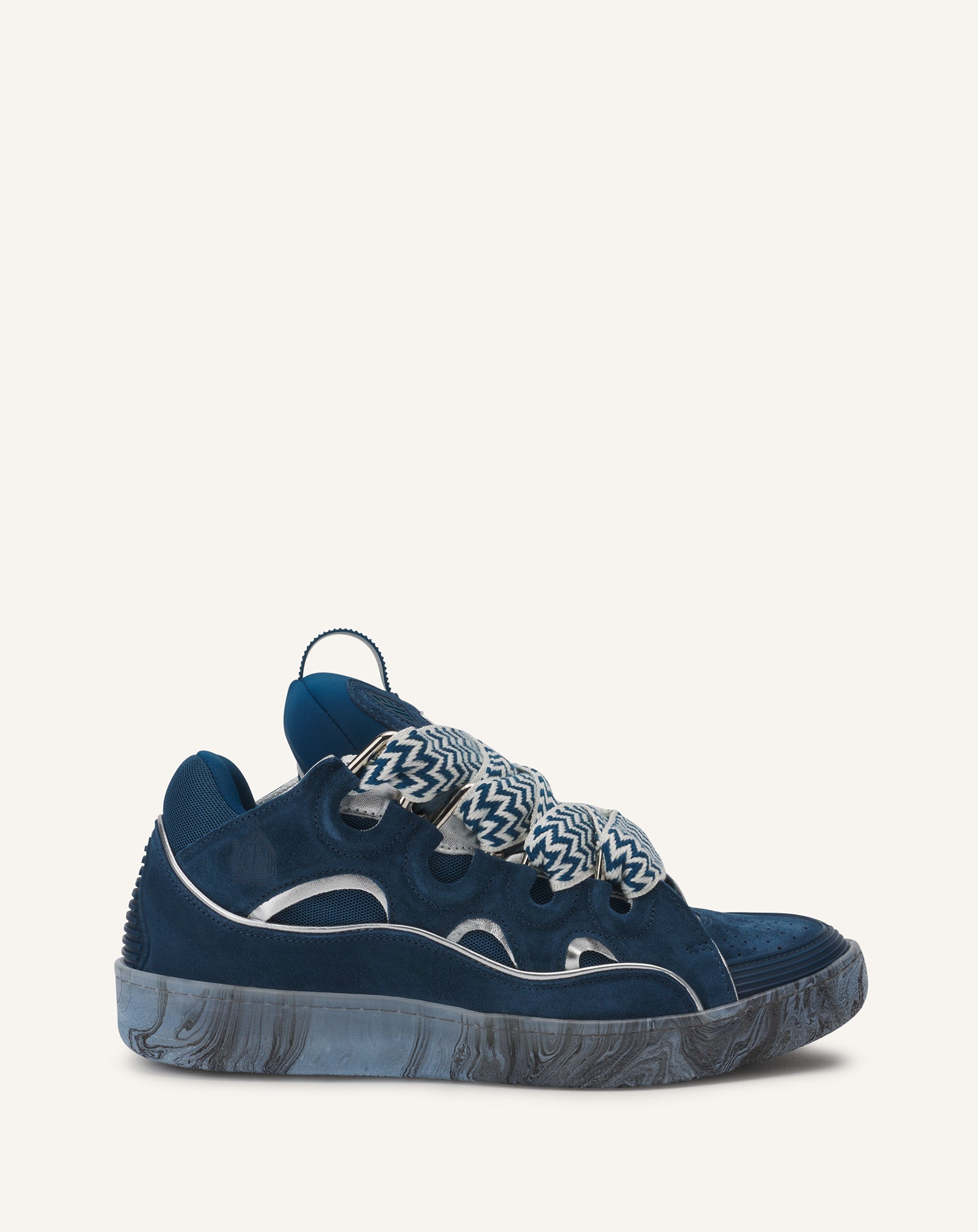 LEATHER CURB SNEAKERS WITH MARBLED SOLE