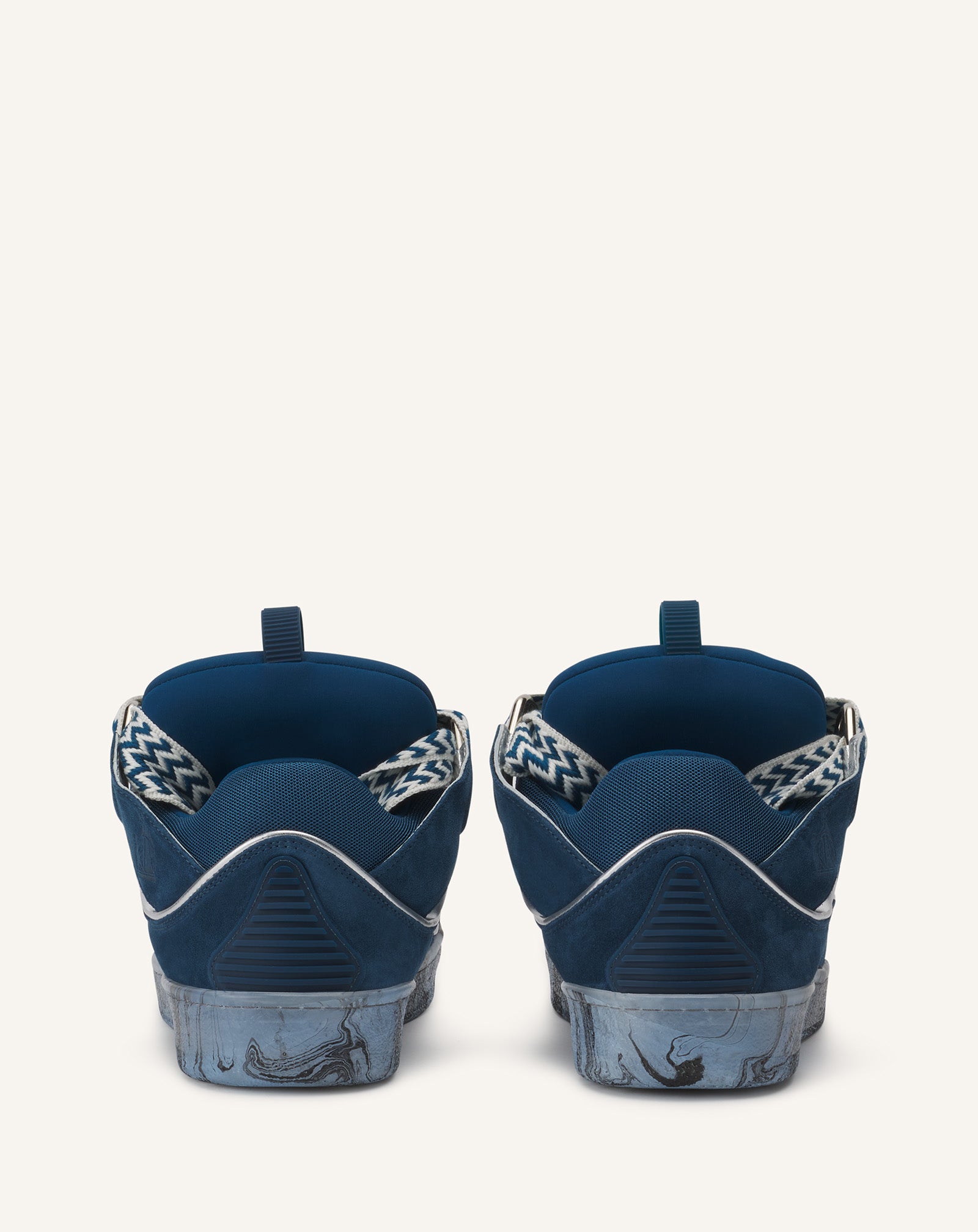 LEATHER CURB SNEAKERS WITH MARBLED SOLE