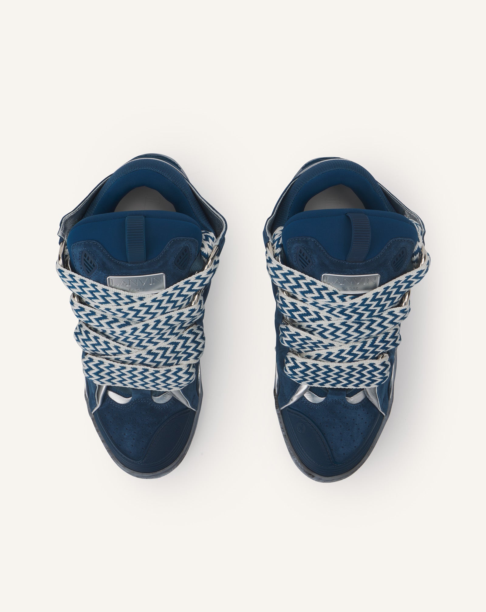 LEATHER CURB SNEAKERS WITH MARBLED SOLE