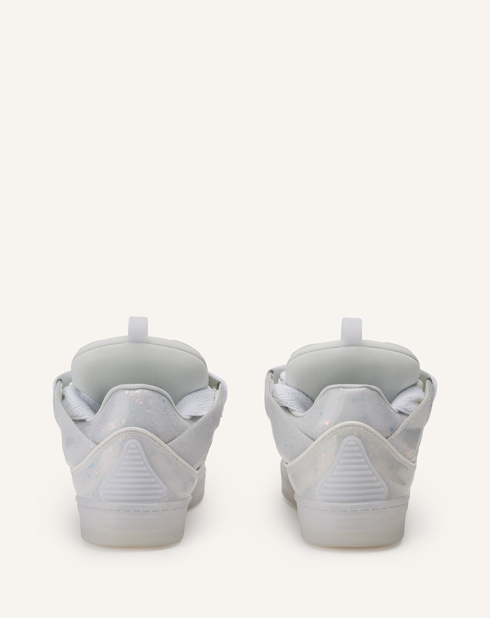 LEATHER CURB SNEAKERS WITH GLITTER EFFECT