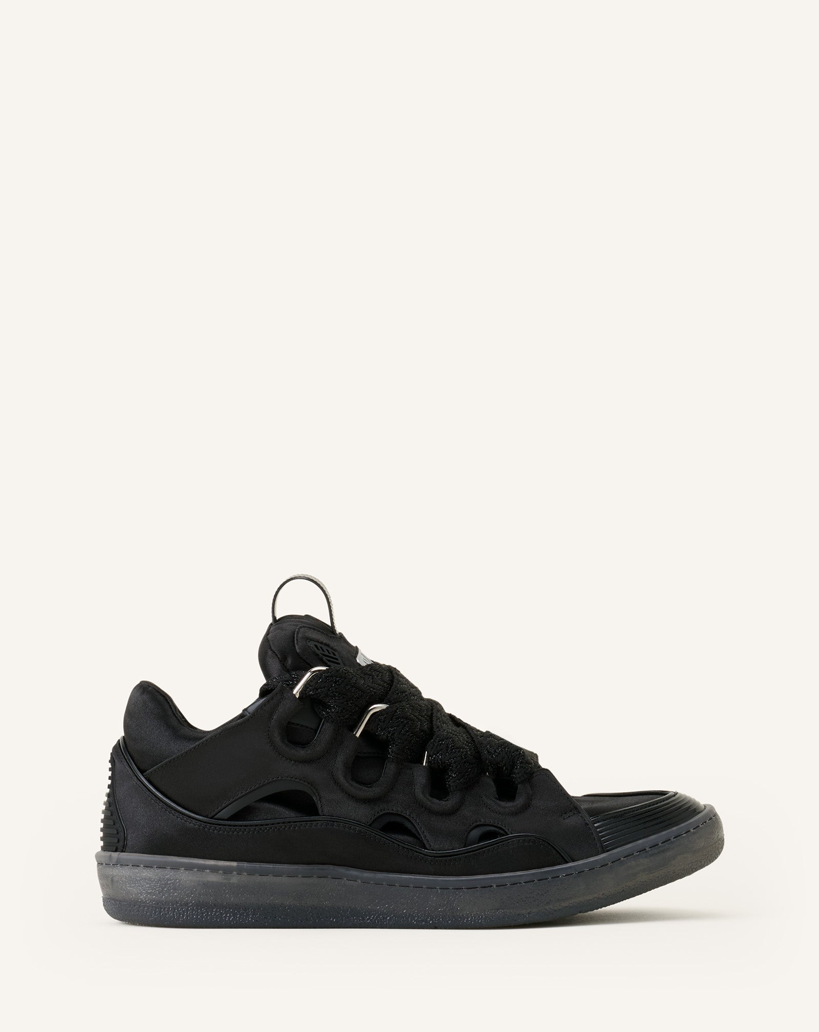 Black Curb Sneakers In Satin | Lanvin