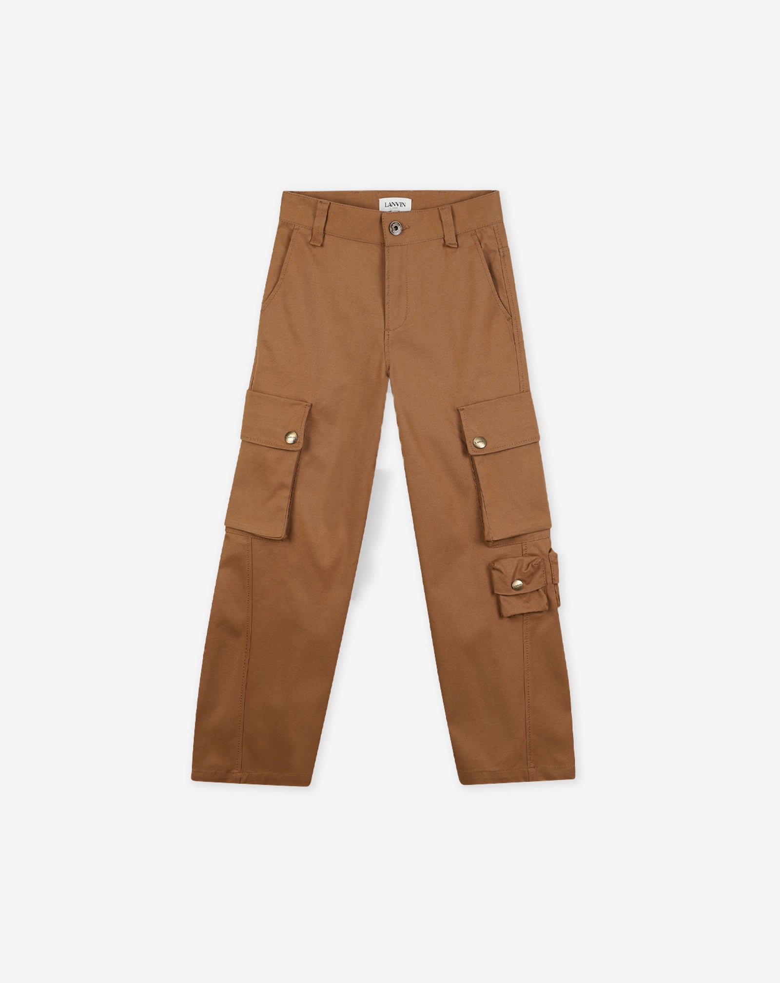 BROWN EMBROIDERED PRINTED TROUSERS WITH PA LOGO