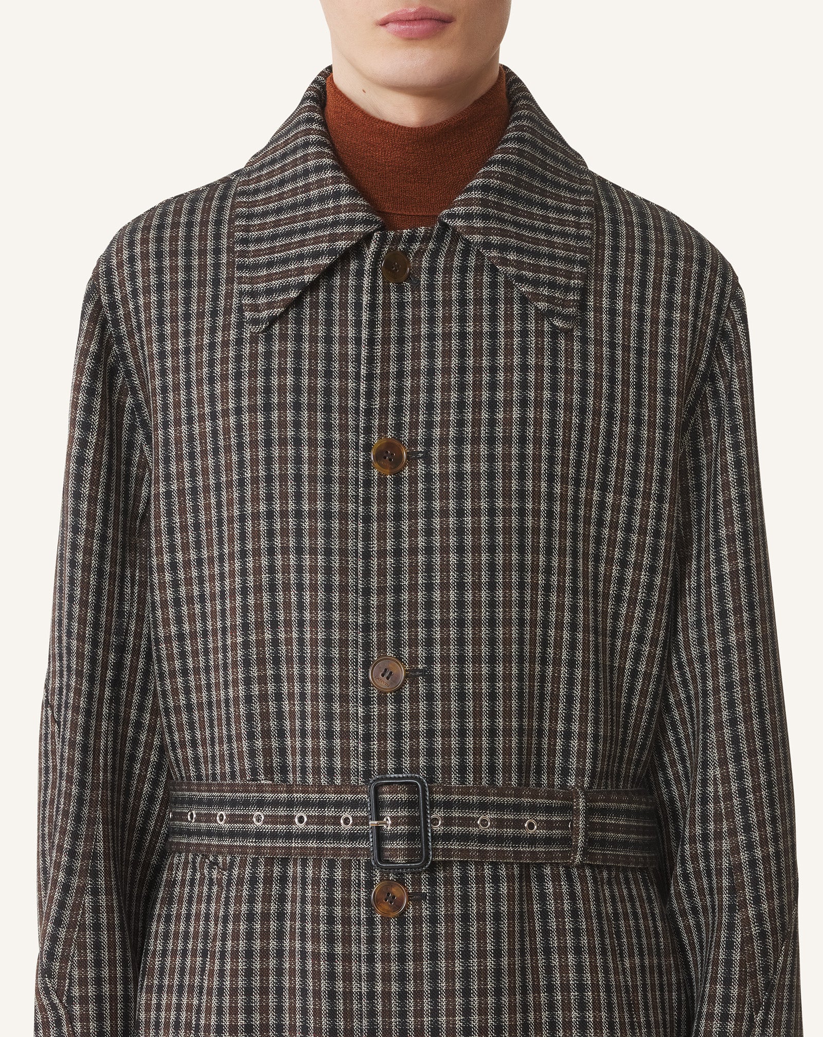 CHECKED WOOL CAR COAT