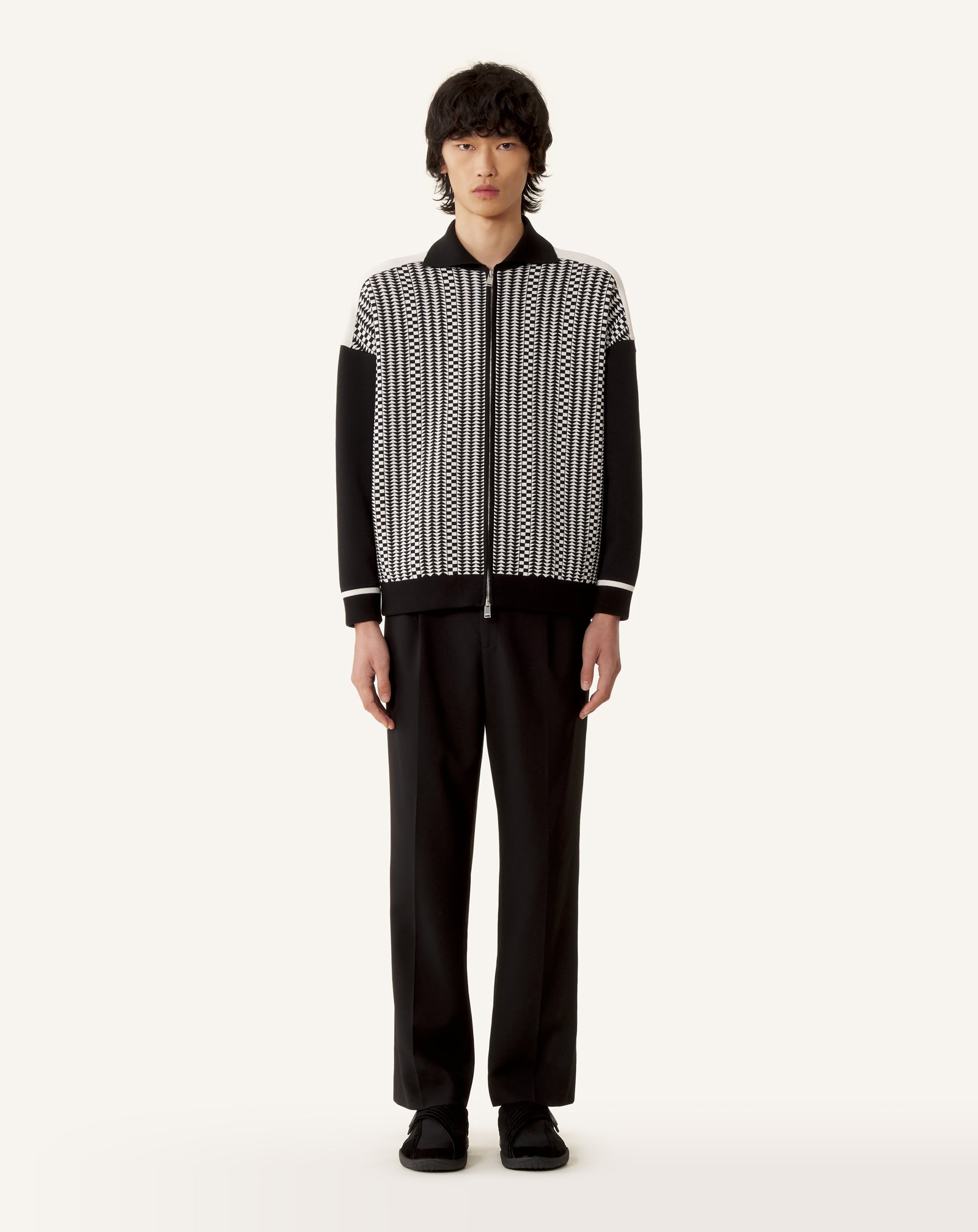 ZIP JACKET IN SILK AND COTTON JACQUARD