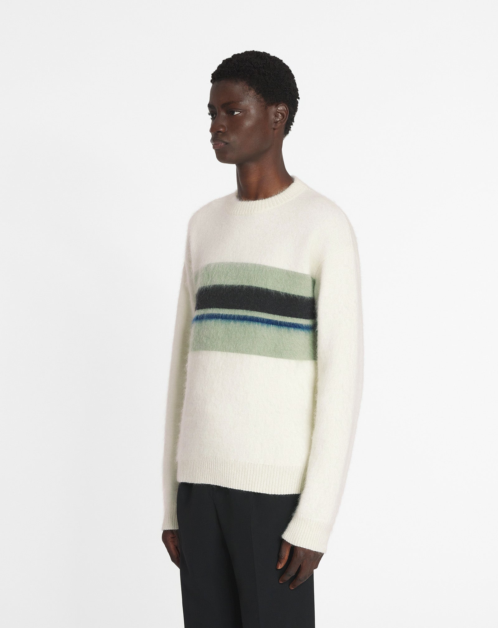 STRIPED BRUSHED MOTHERHAIR SWEATER