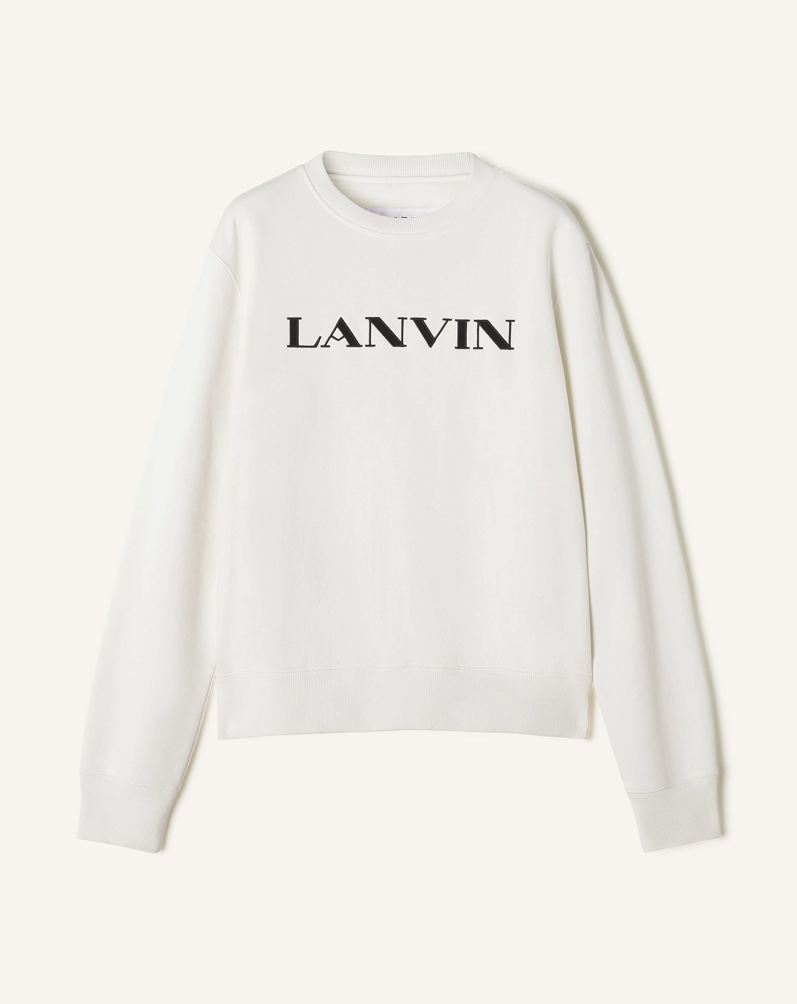 WHITE LANVIN EMBROIDERED COTTON SWEATSHIRT