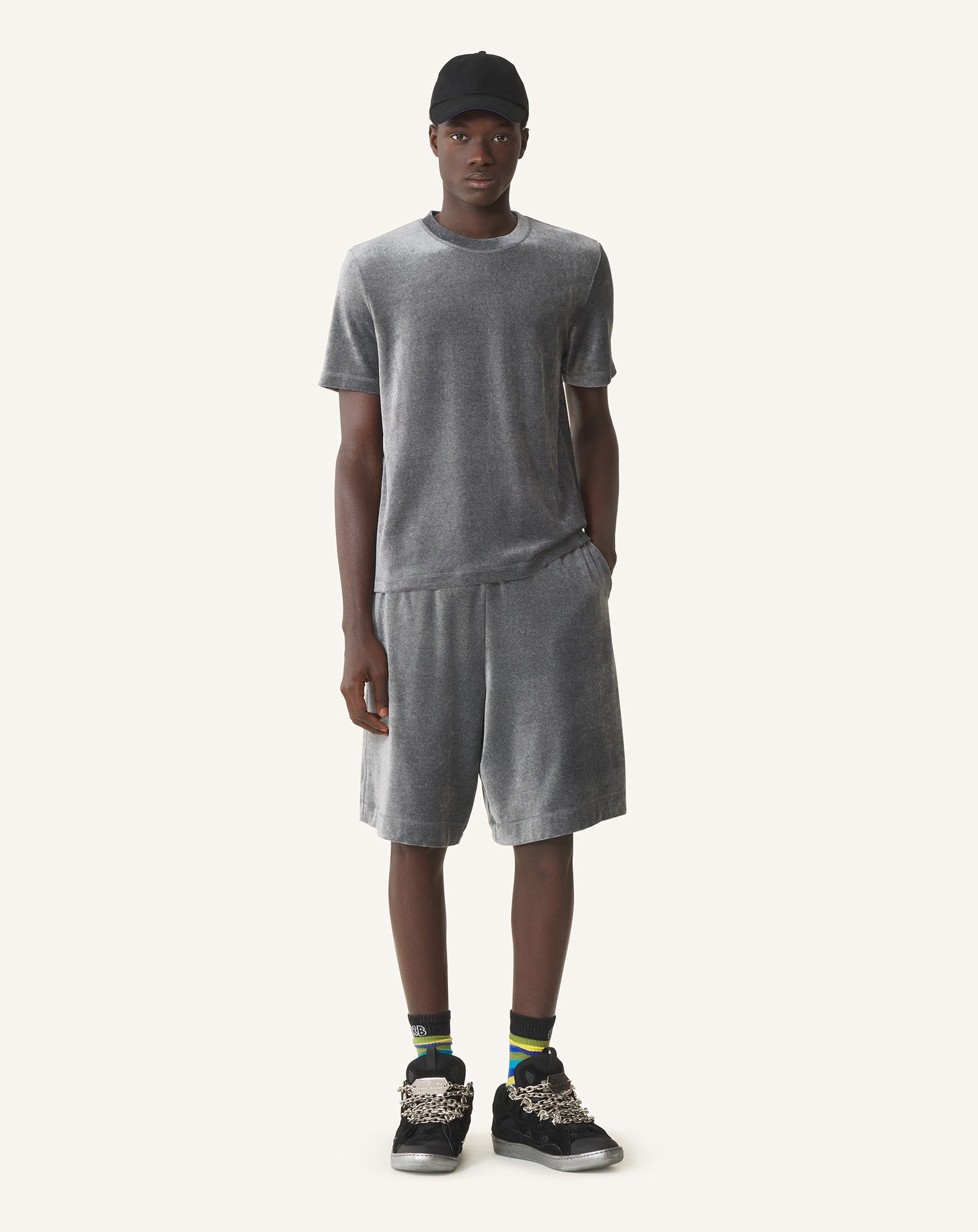 VELVET BERMUDA SHORTS