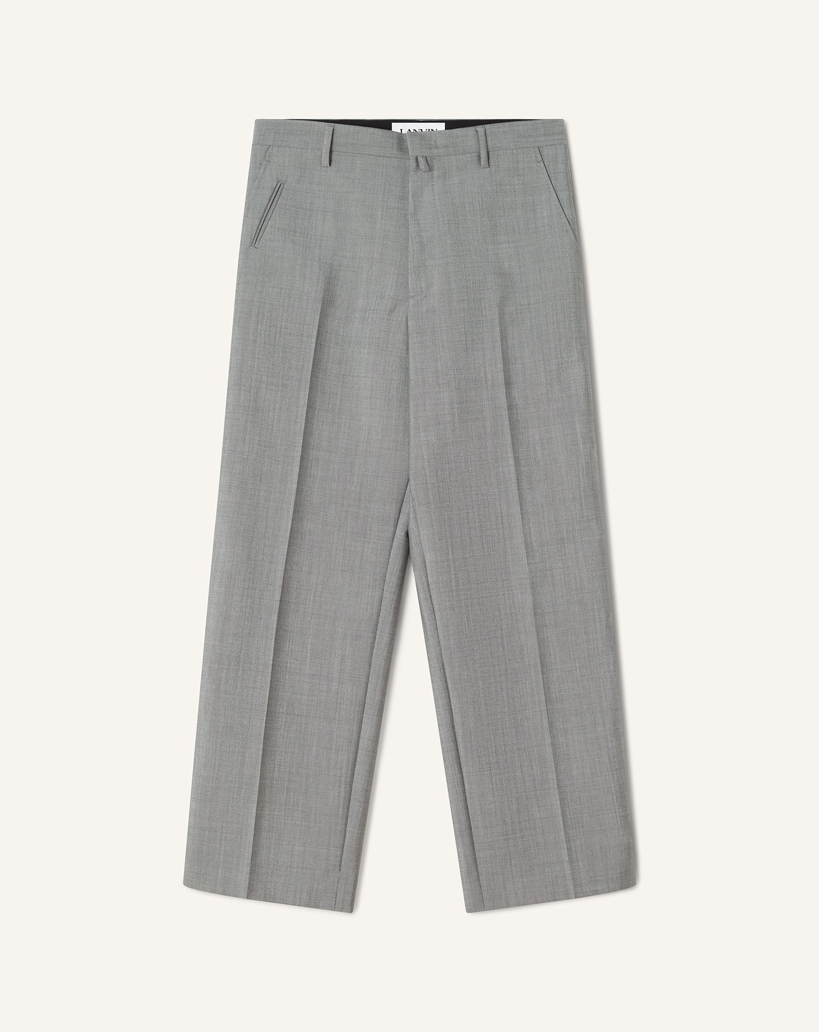 パンツ les six three-quarter wool pants Black Straight-leg Mohair Wool Pants | Lanvin