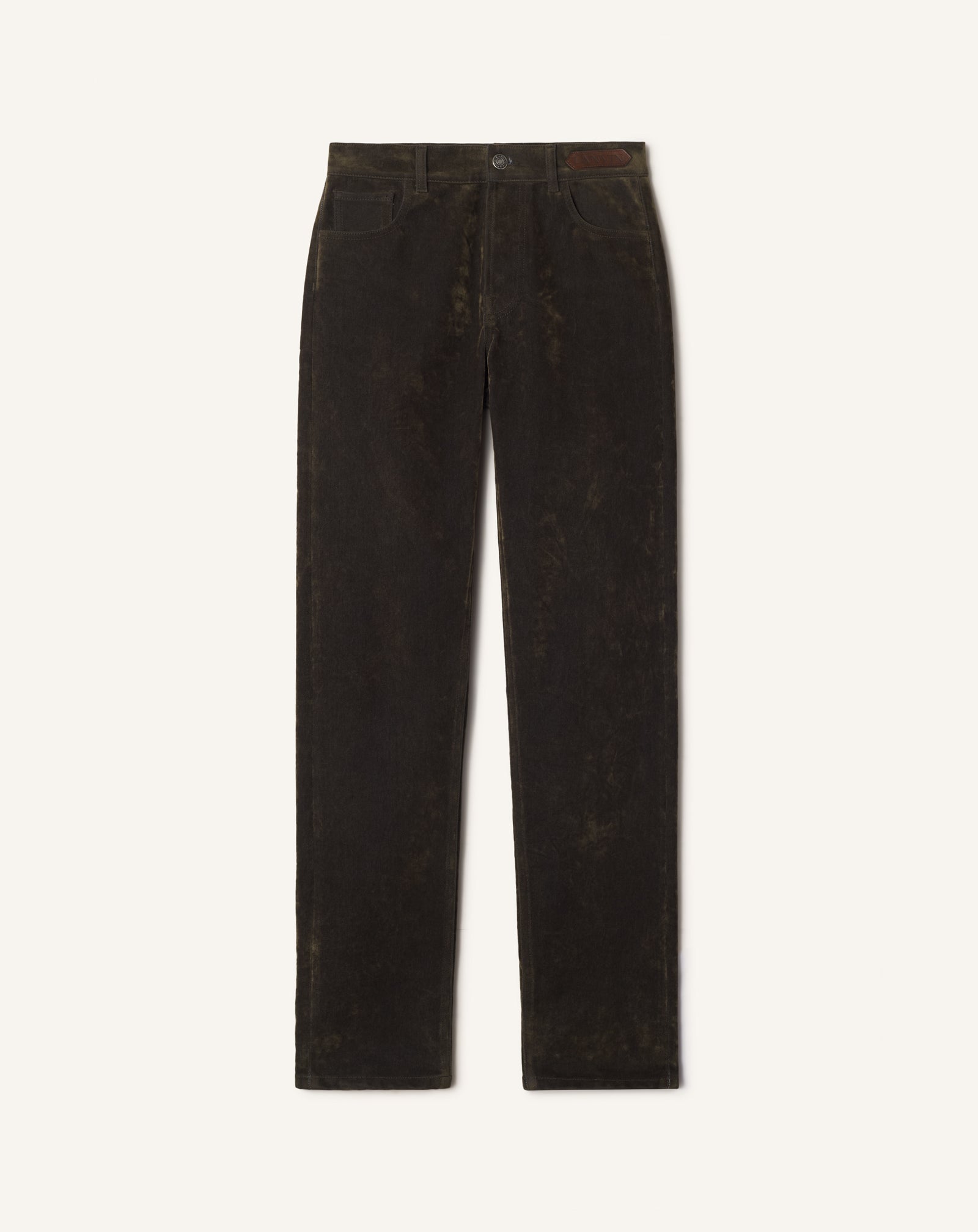 STRAIGHT-LEG TROUSERS IN VELVET DENIM