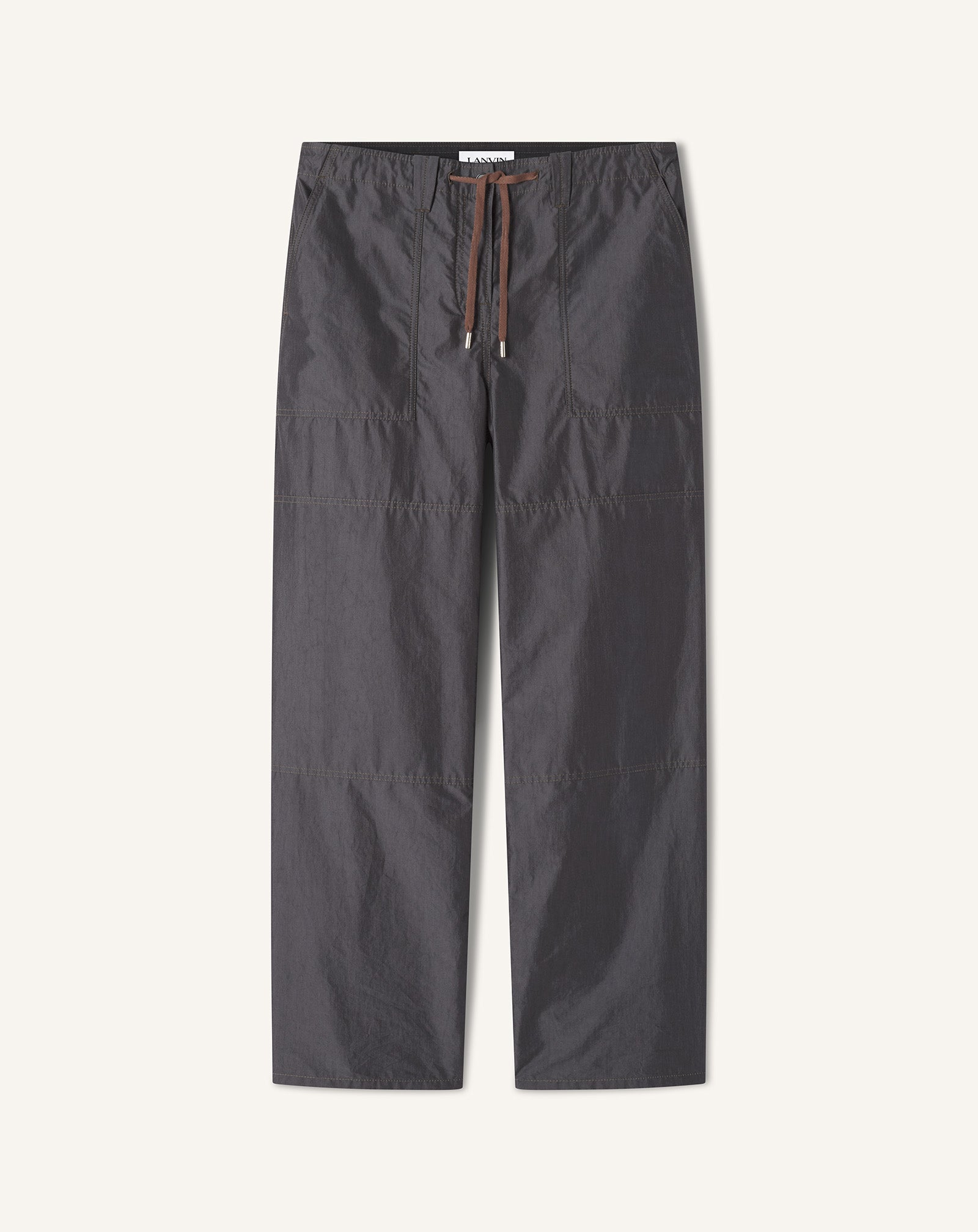 パンツ 00s archive LANVIN 3D tech cyber pants Black Wide-leg Chambray Pants | Lanvin