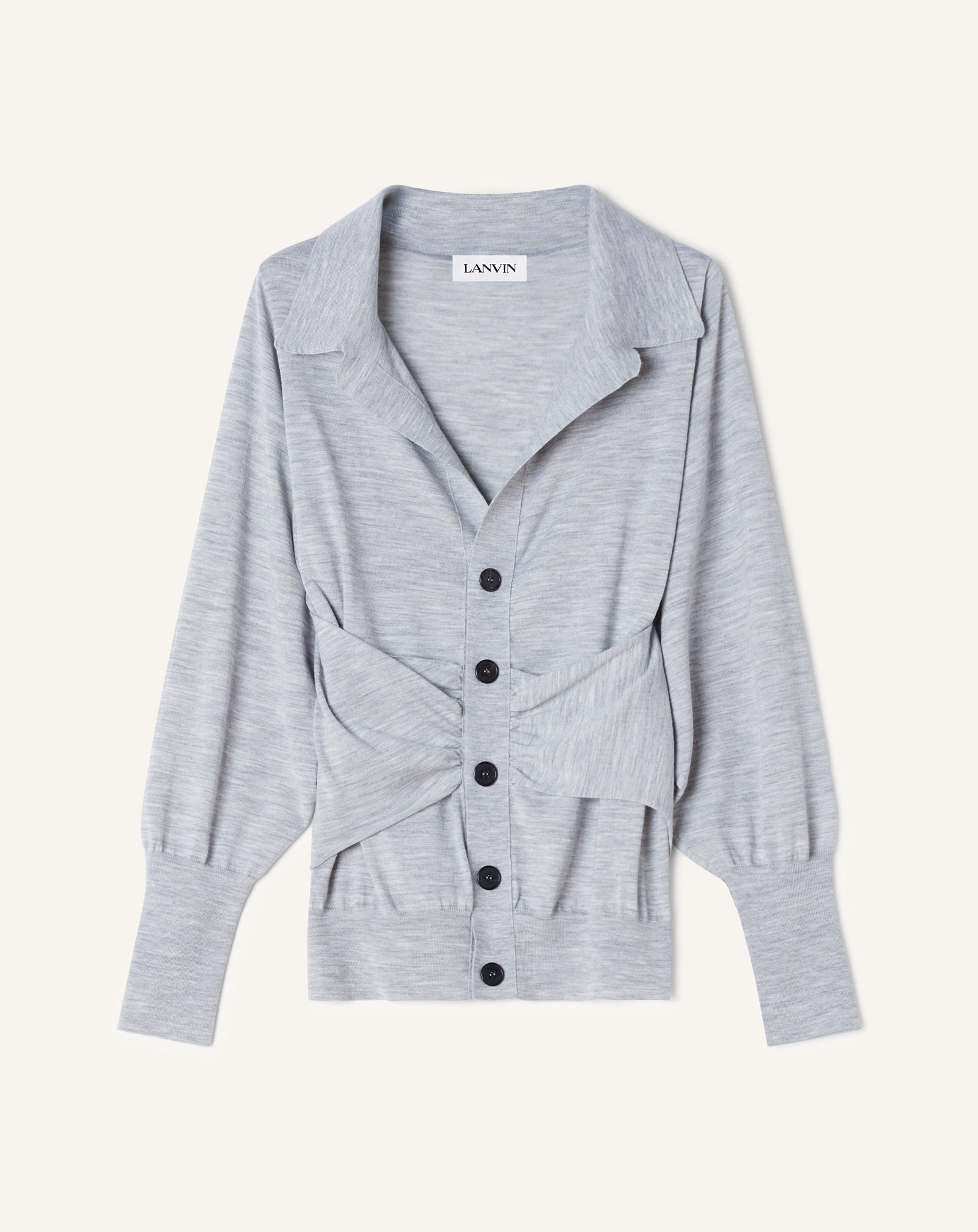 Black Draped Wool Cardigan | Lanvin