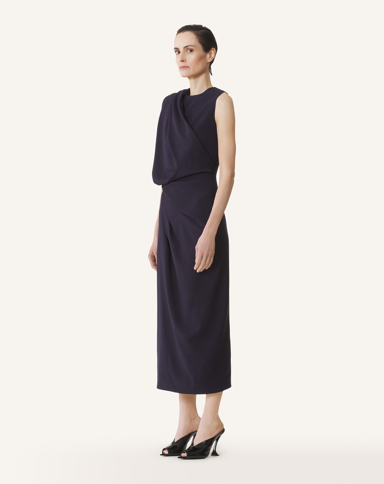 DRAPED SHOULDER DRESS