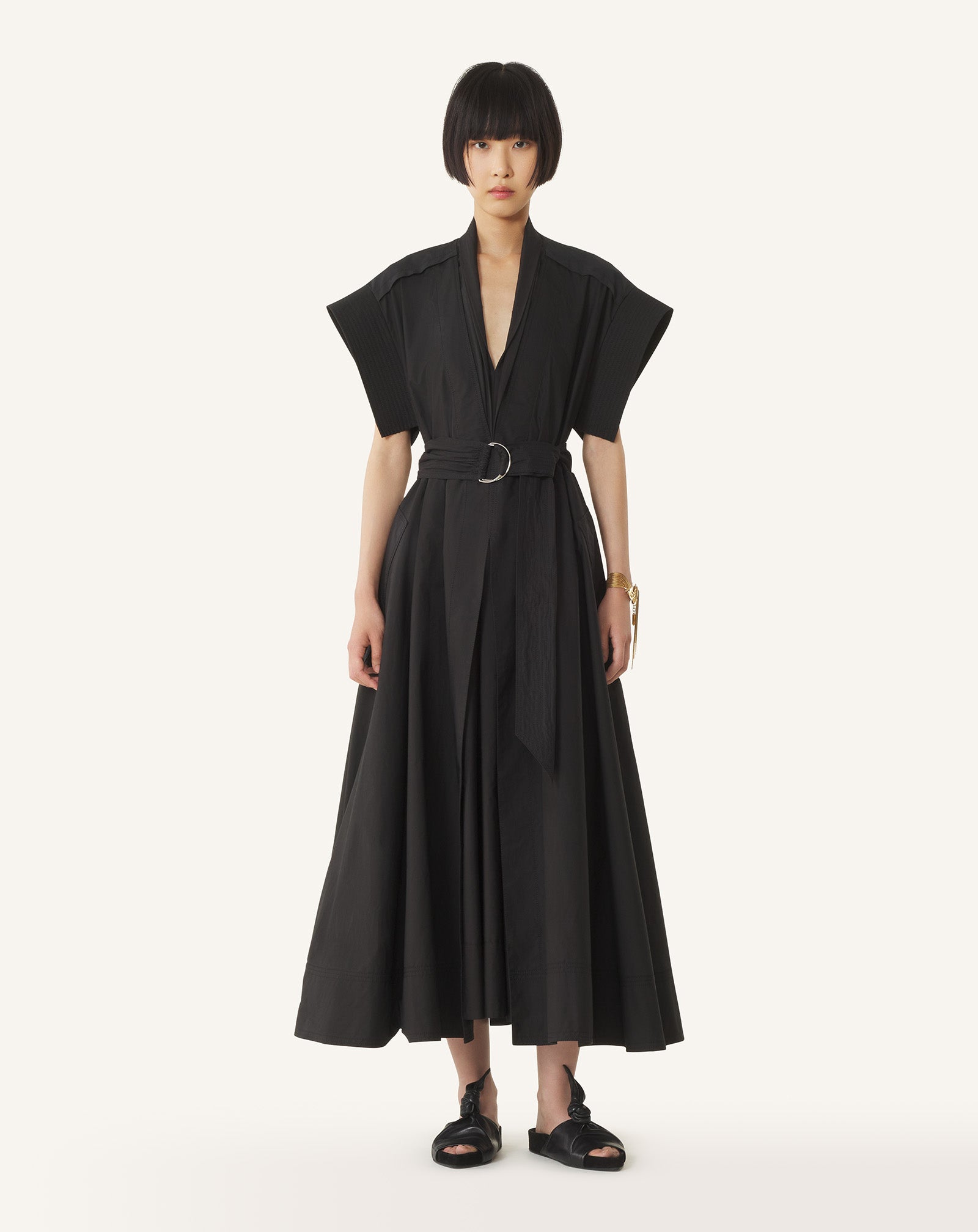 FLARED DRESS IN COTTON POPLIN