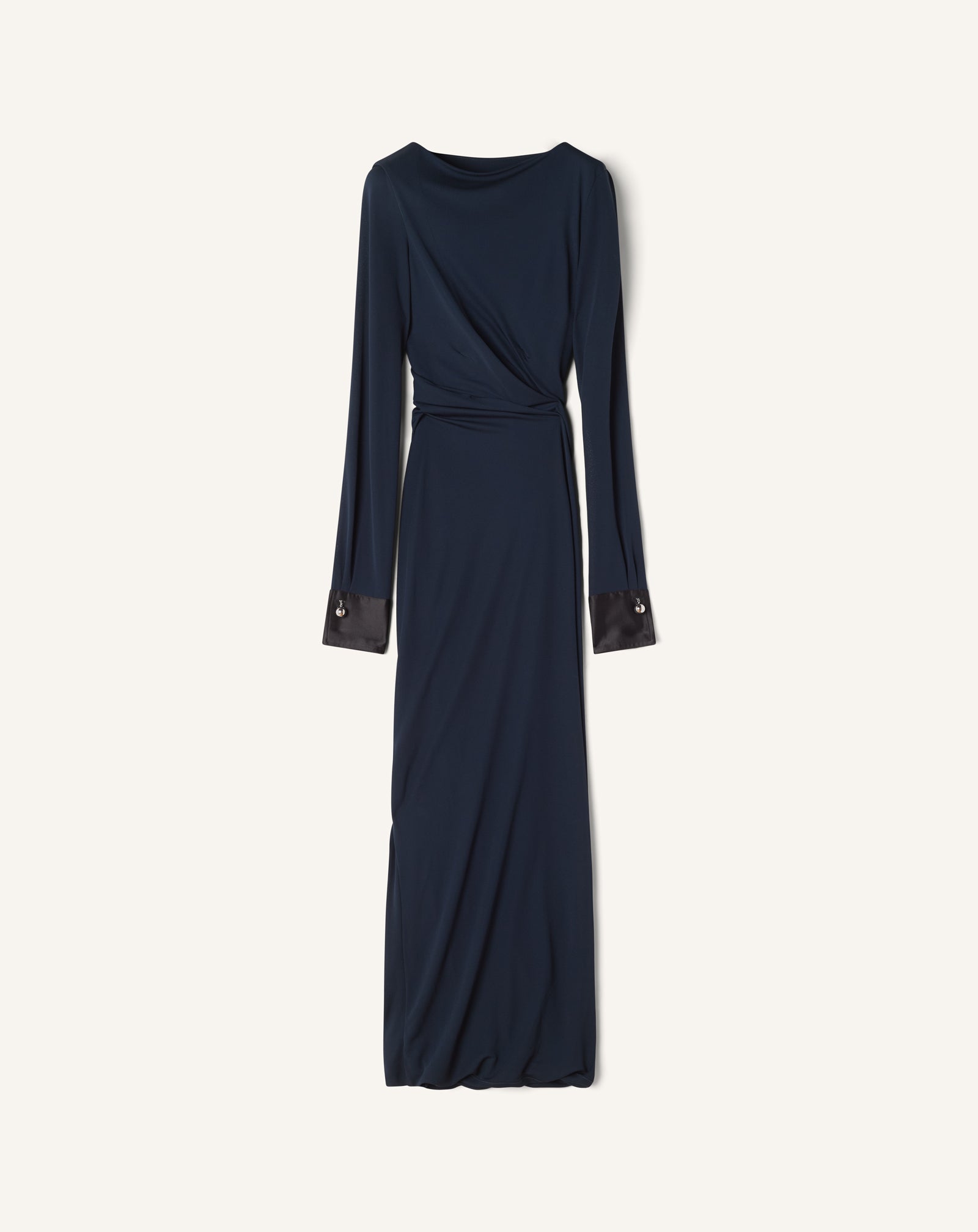 Robe Drapée En Jersey Crêpe Blue