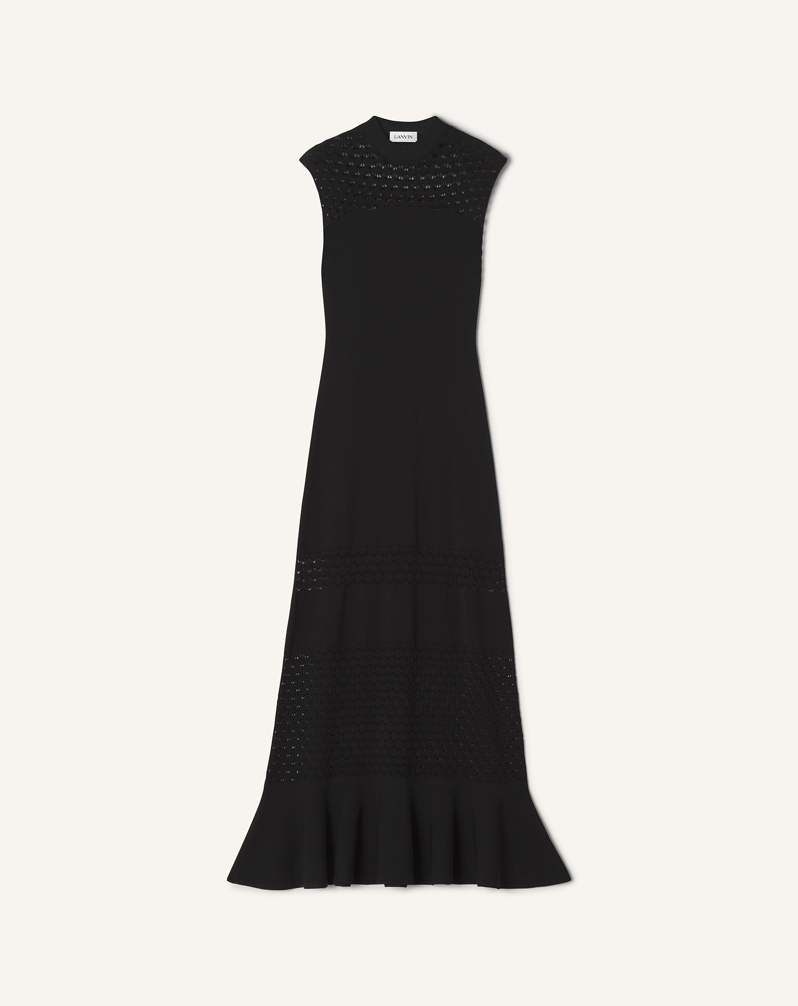 Black Lace Detail Dress In Viscose