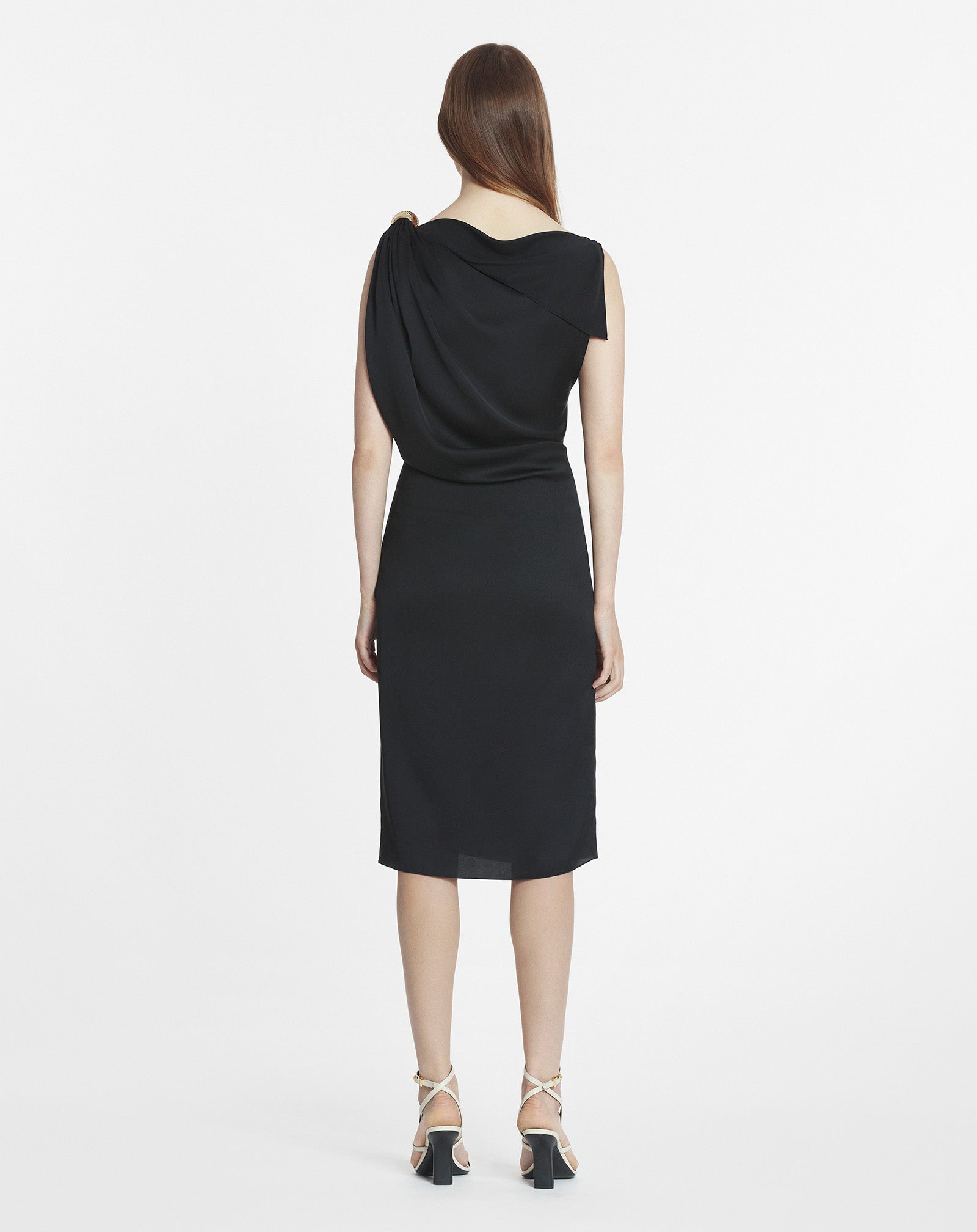 ARPÈGE RING DRAPED SILK DRESS