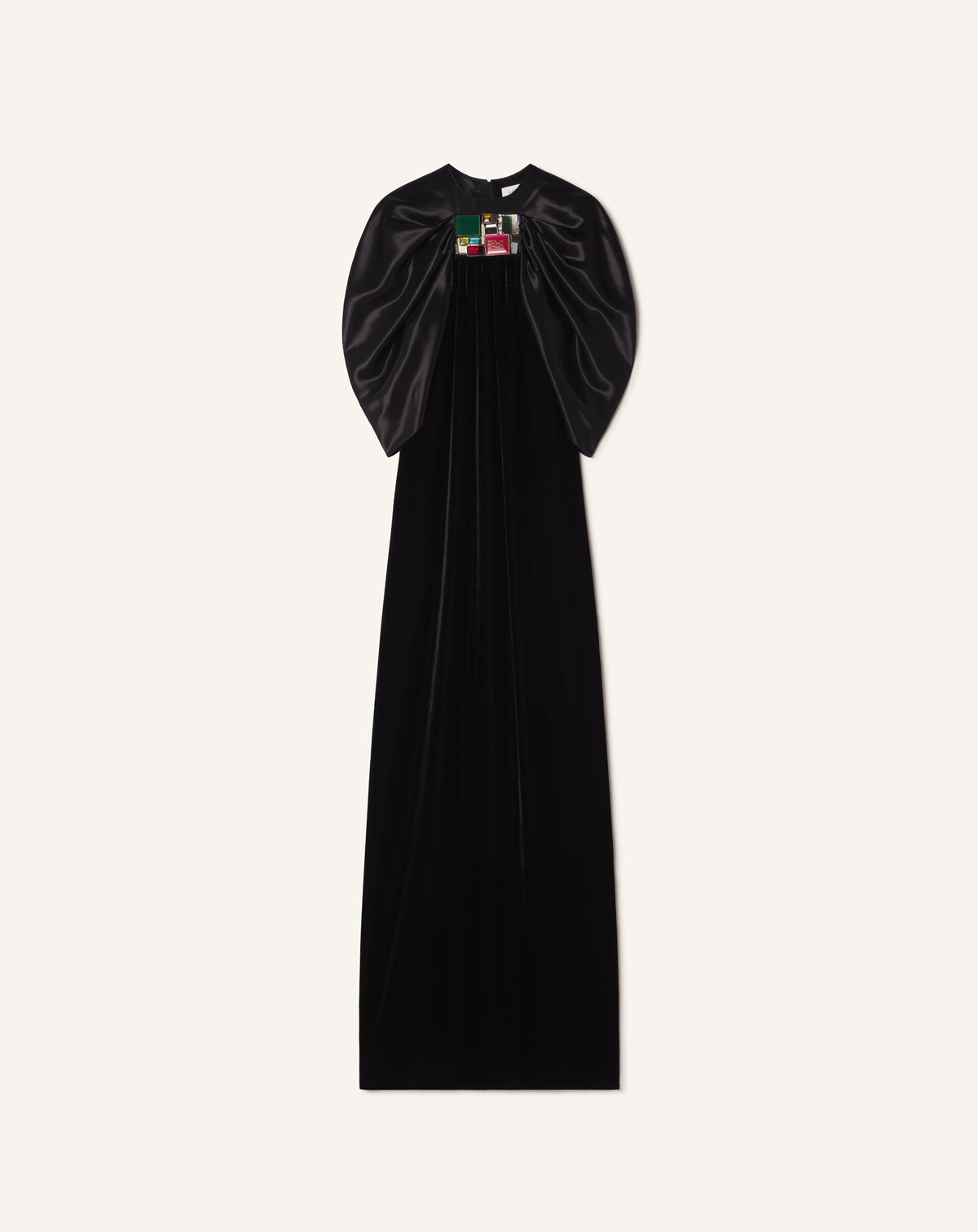 EMBROIDERED DRESS IN FLOWING VELVET