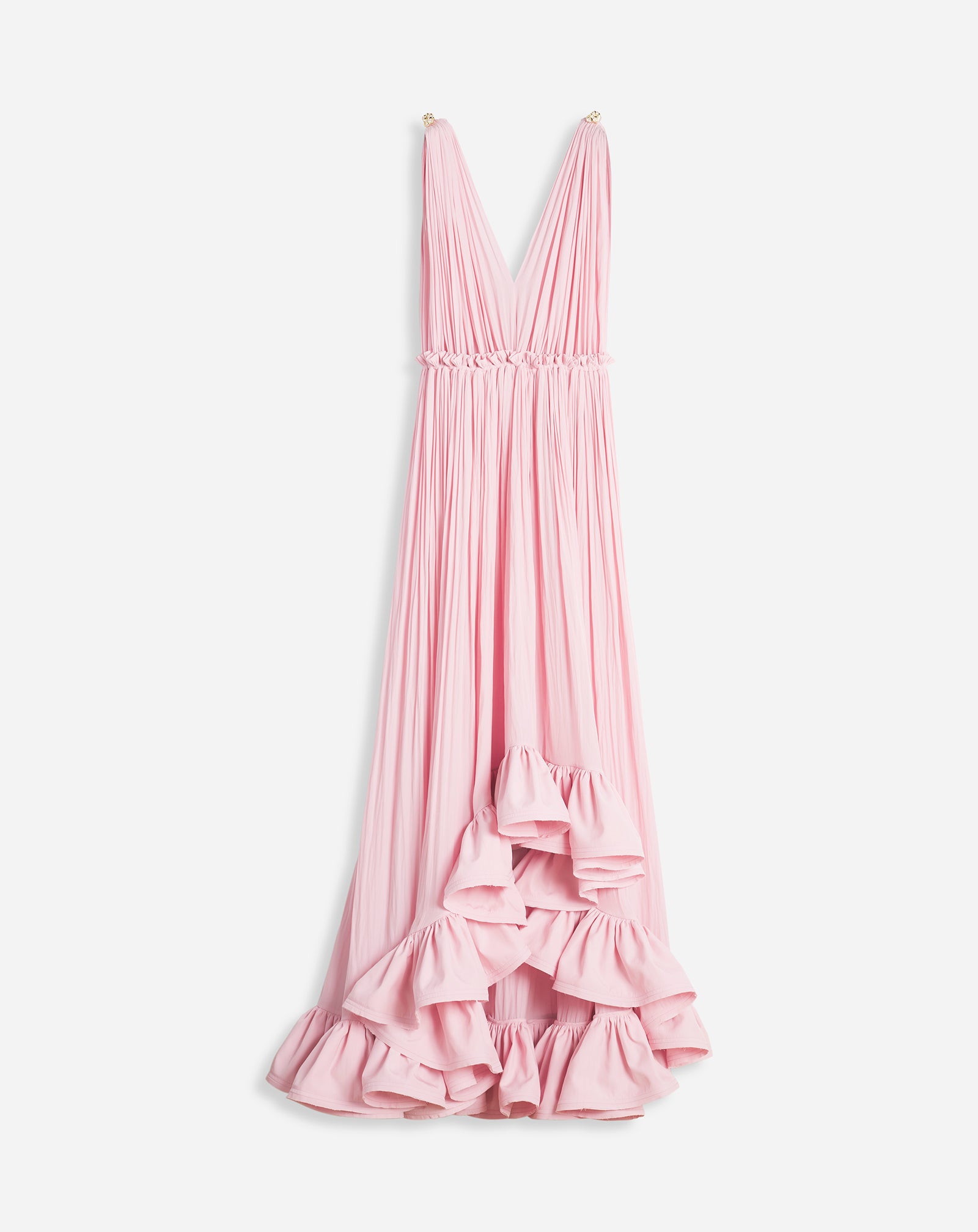 Pink Long Dress With Ruffles | Lanvin