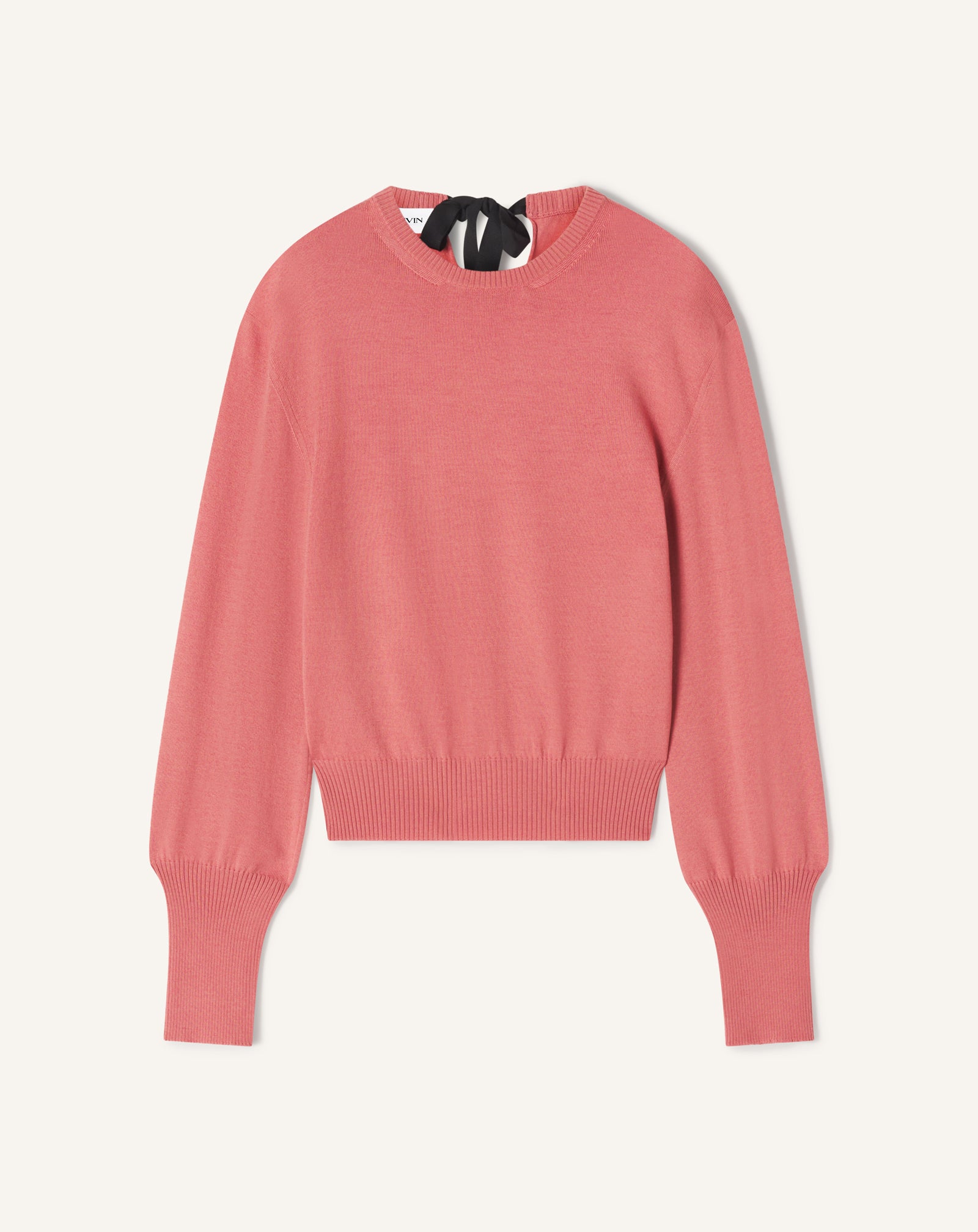 WOOL T-SHIRT SWEATER WITH GROSGRAIN DETAIL