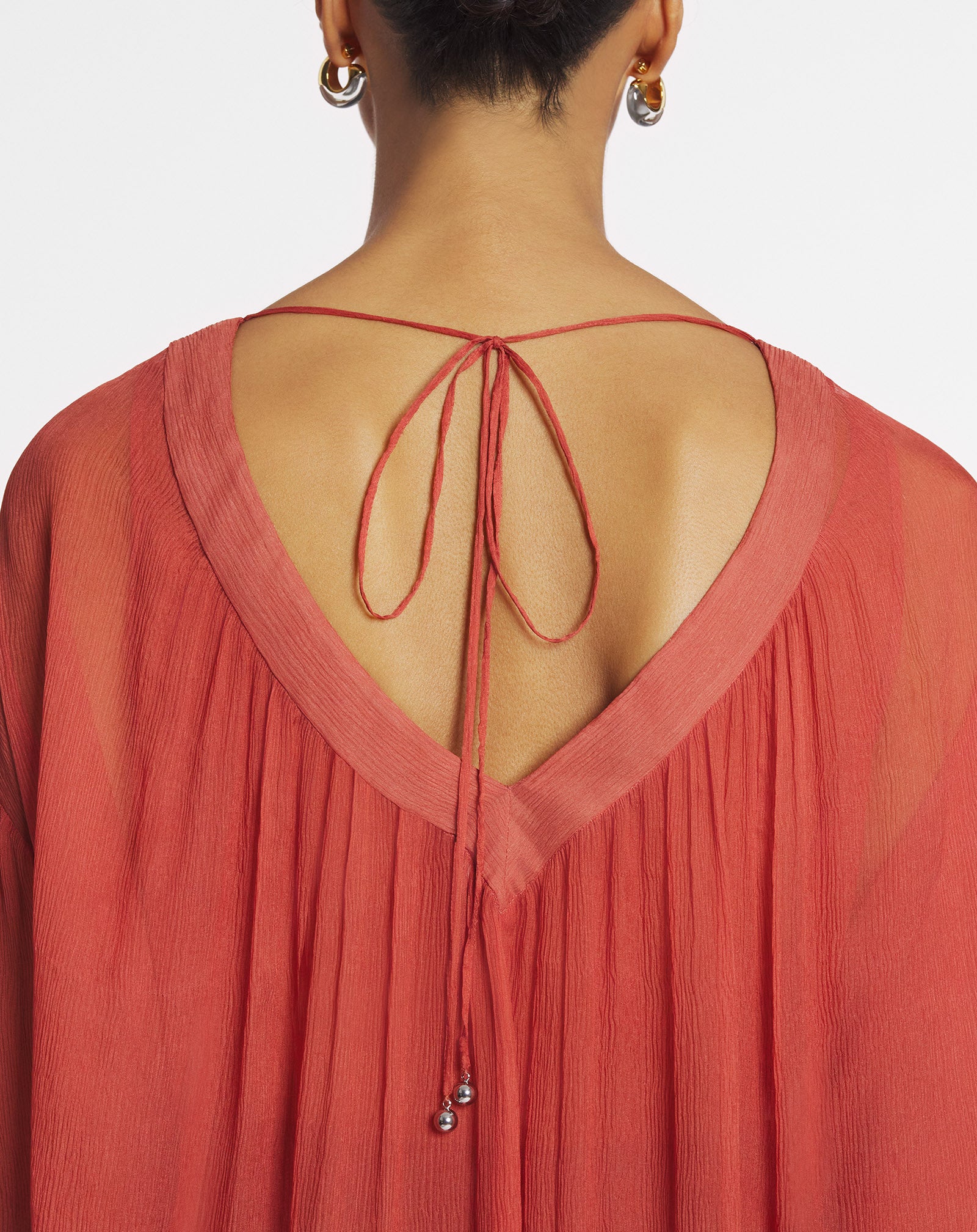 GATHERED BLOUSE IN SILK CREPON