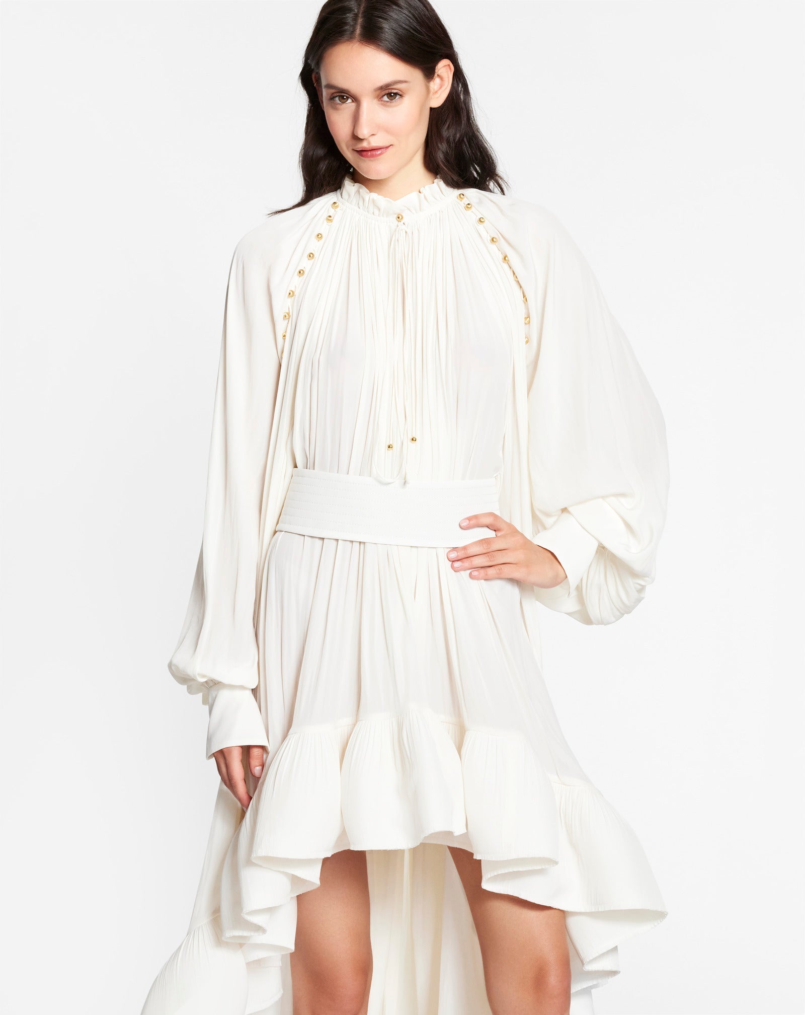 ASYMMETRICAL CHARMEUSE DRESS