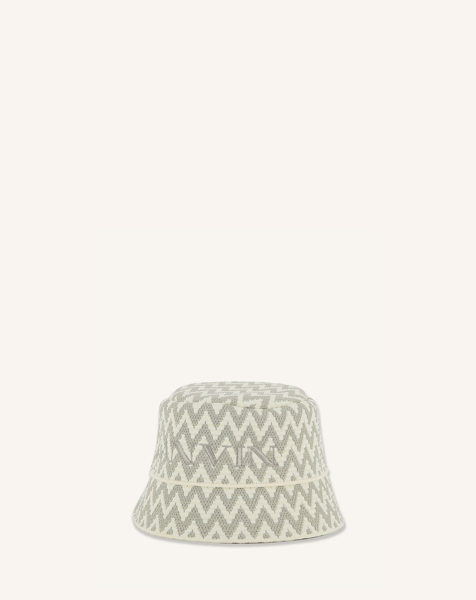BEIGE KNITTED FABRIC BUCKET HAT