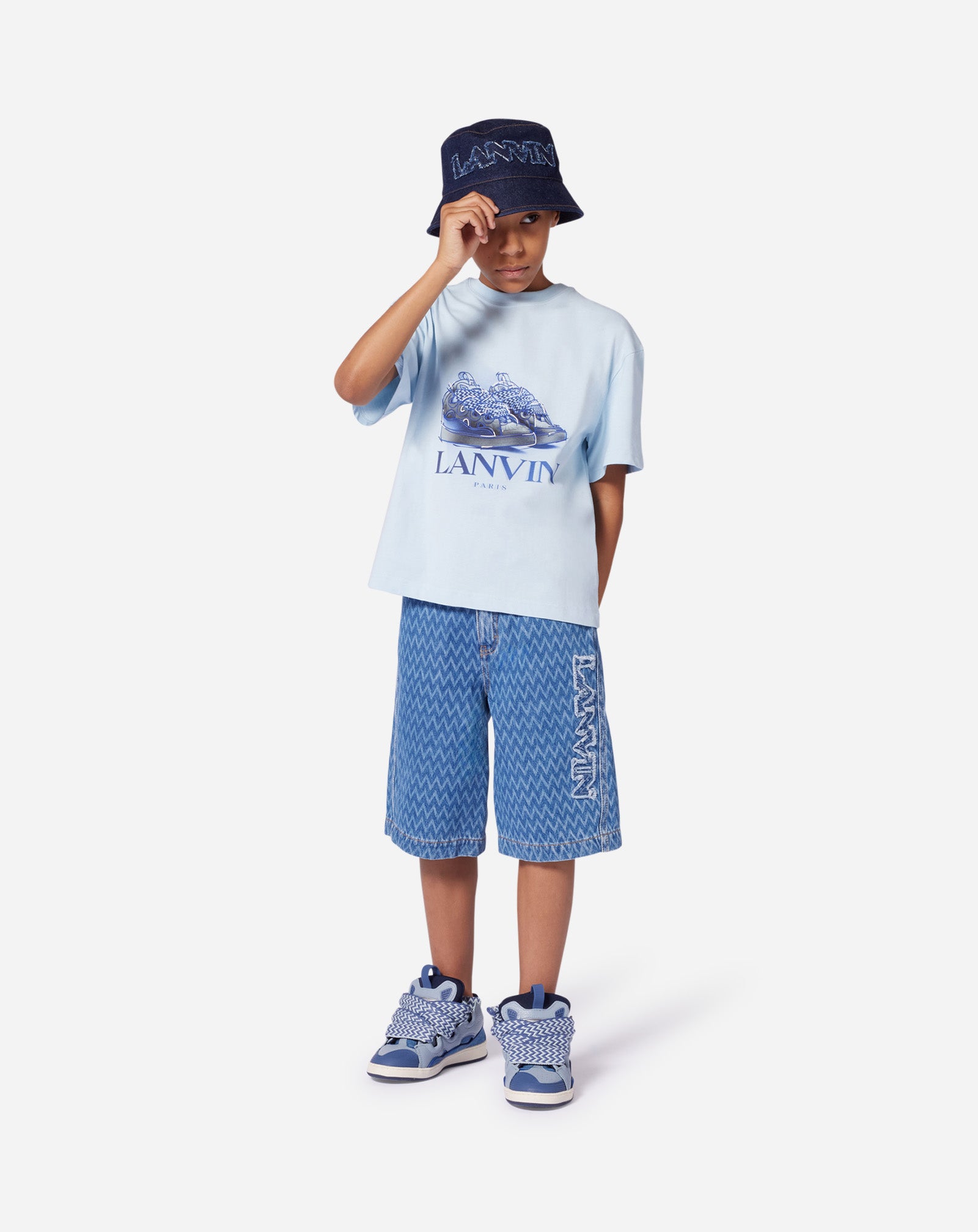 KIDS DENIM LOGO BUCKET HAT