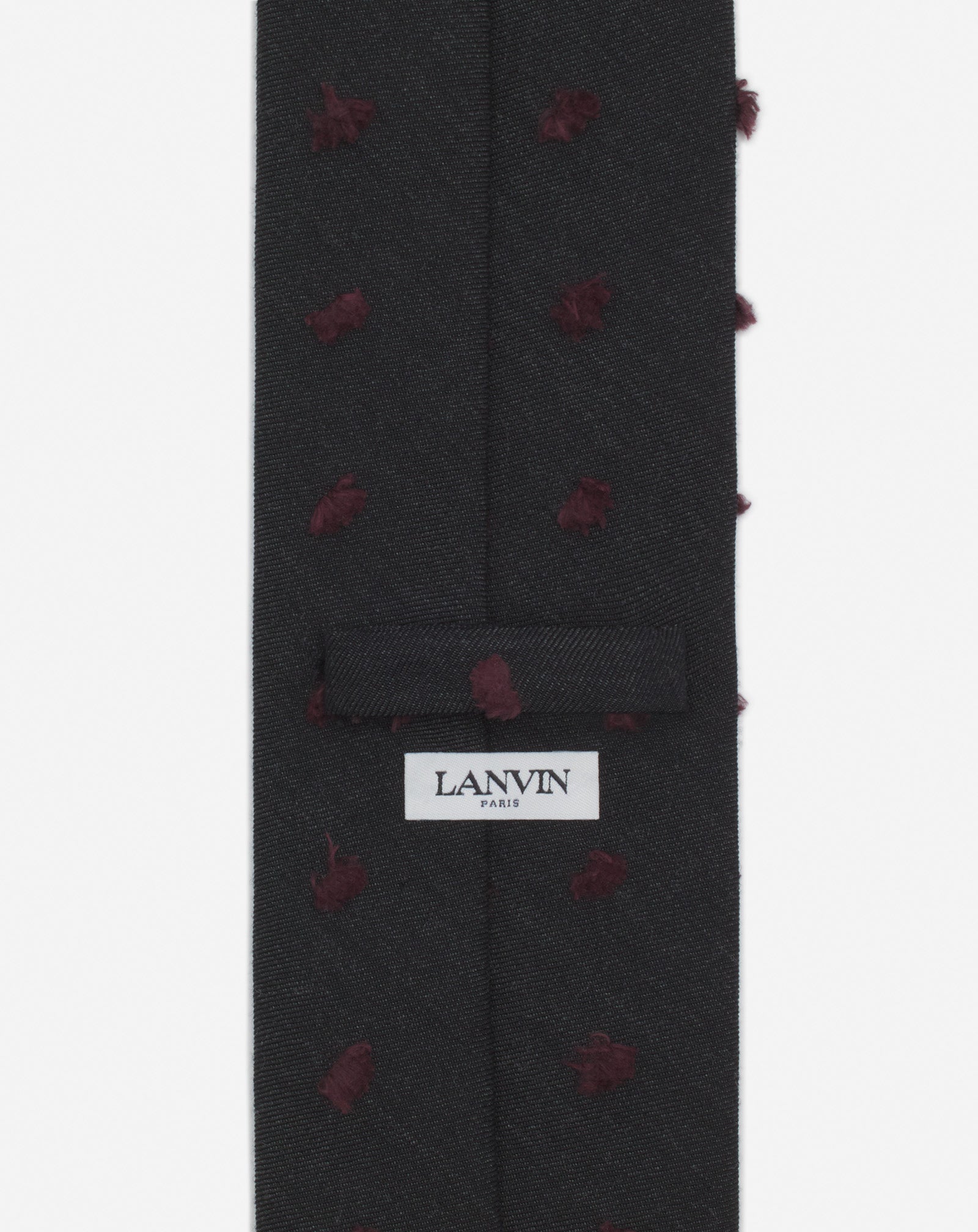 BLACK LANVIN WOVEN WOOL TIE WITH MAXI POLKA DOTS