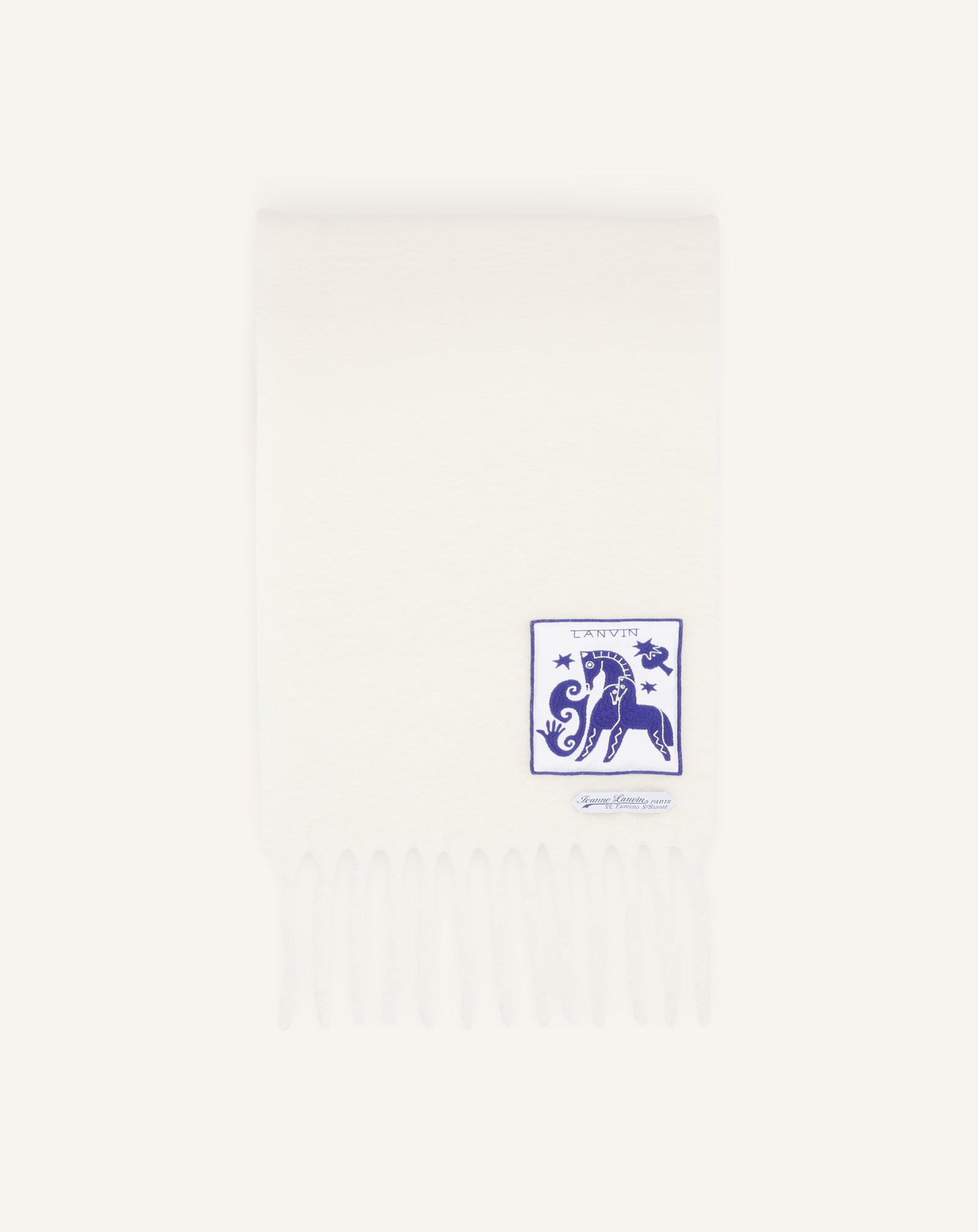 White Lunar Year Wool Scarf With Fringes | Lanvin