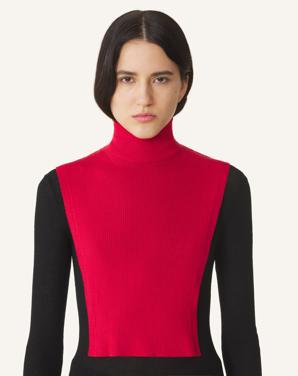 RED LANVIN SIGNATURE COLLAR IN CASHMERE