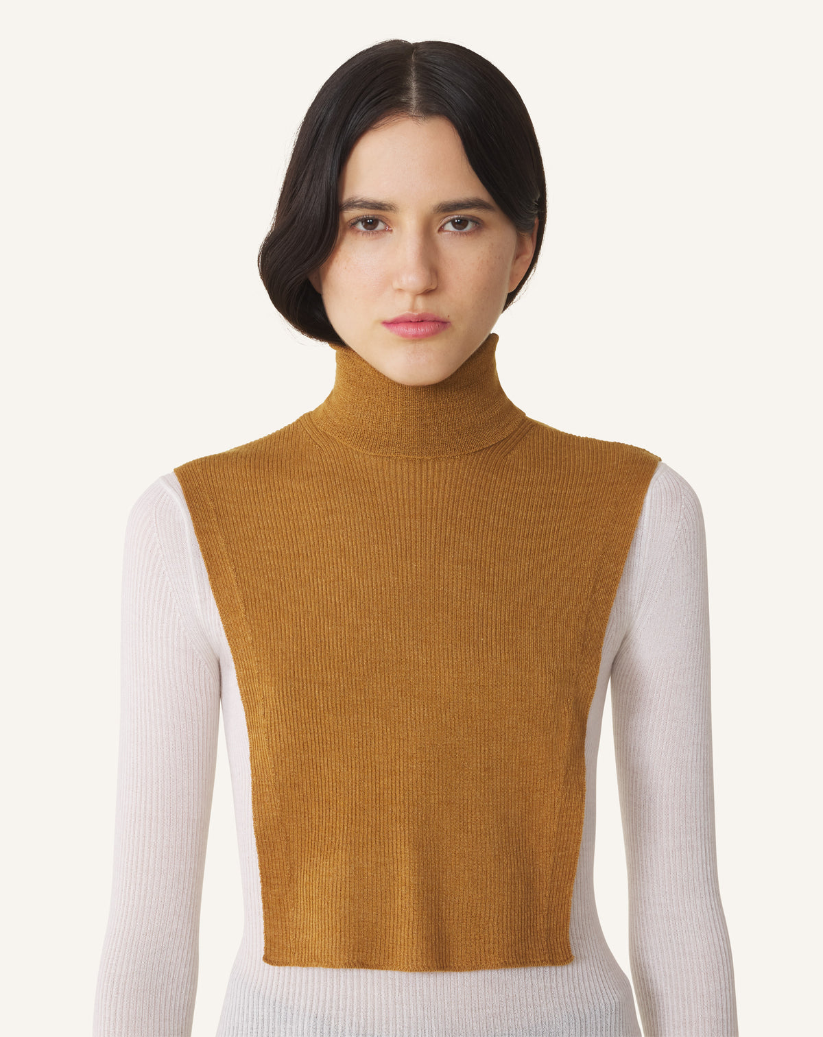BROWN LANVIN SIGNATURE COLLAR IN CASHMERE