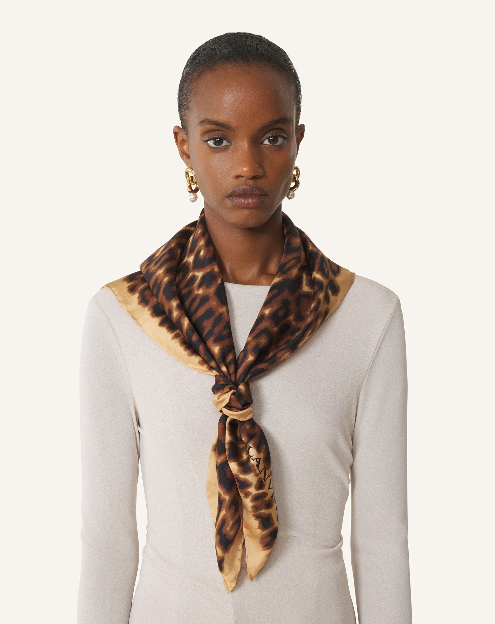 Multicolor Leopard Print Silk Scarf | Lanvin