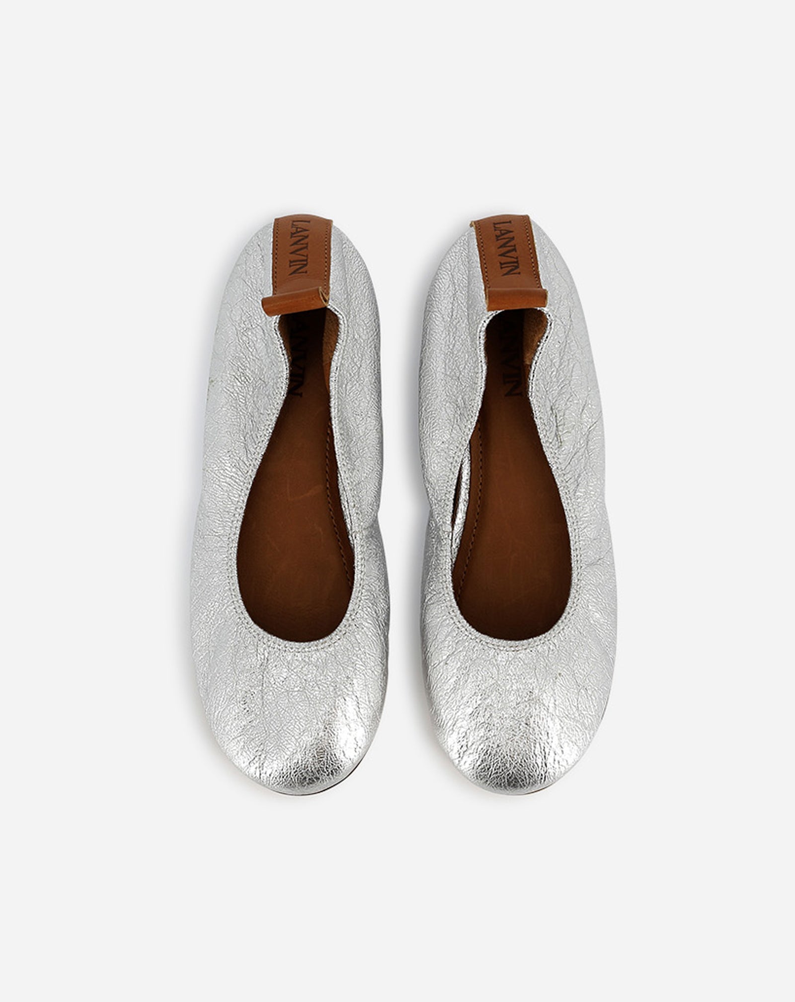 SILVER KIDS LEATHER BALLET PUMPS