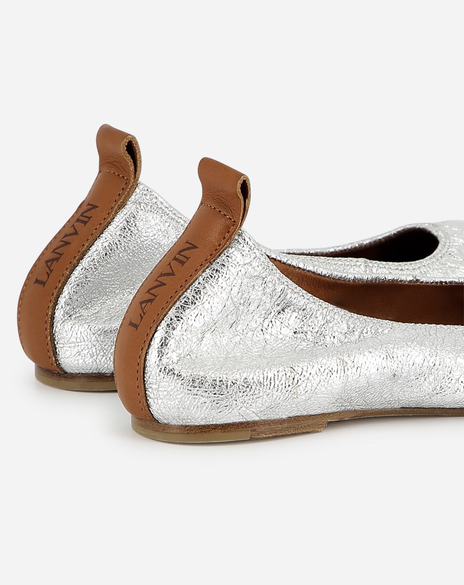 SILVER KIDS LEATHER BALLET PUMPS