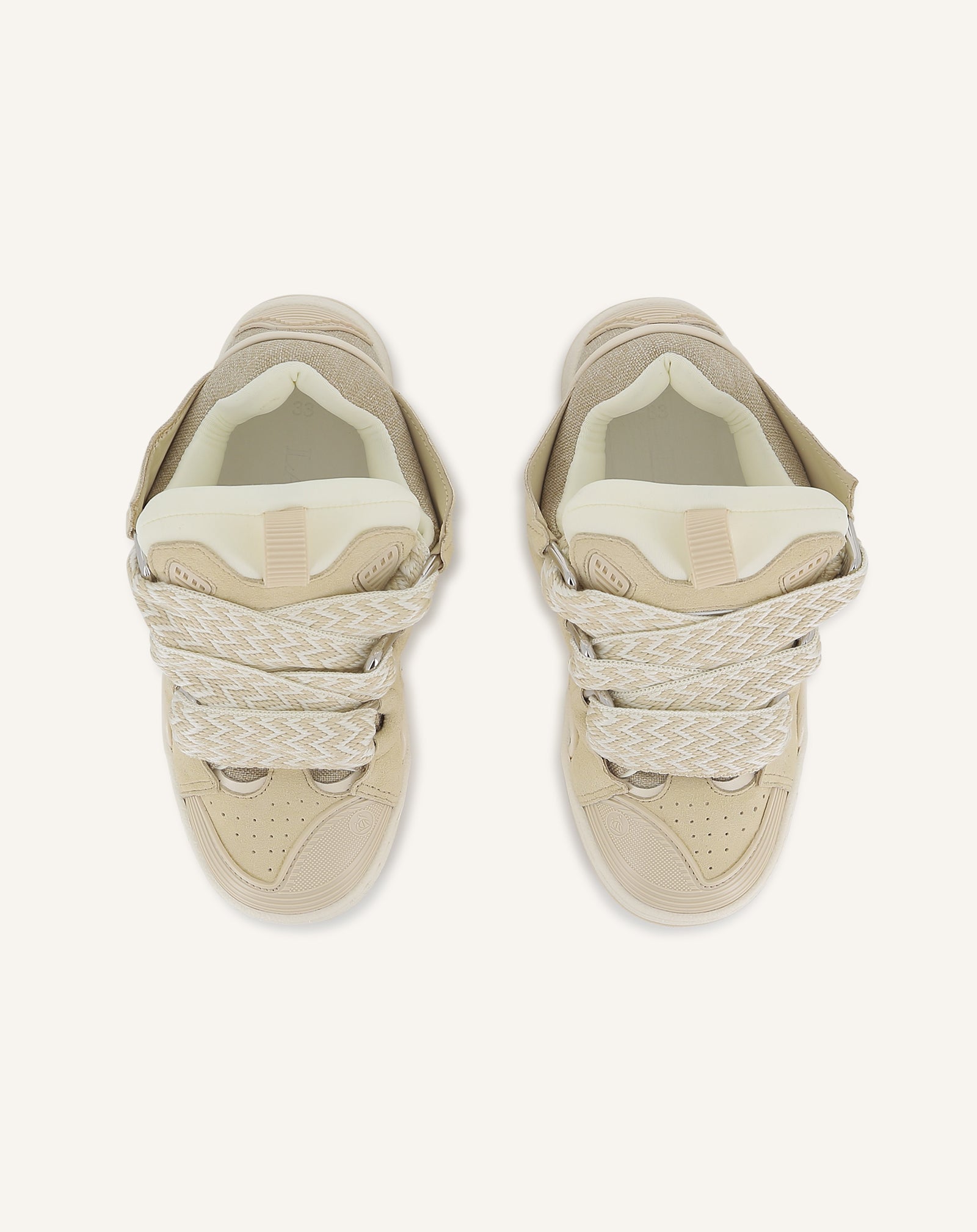 BEIGE LACE-UP TRAINERS