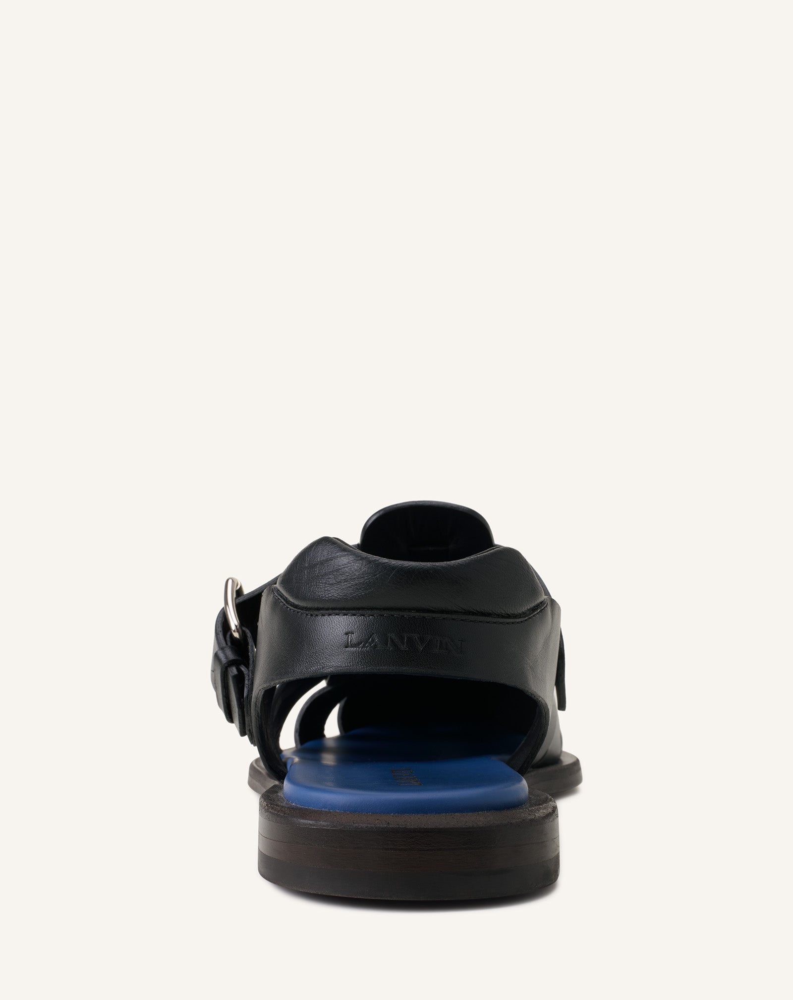 BLACK POINTED-TOE LEATHER SANDALS