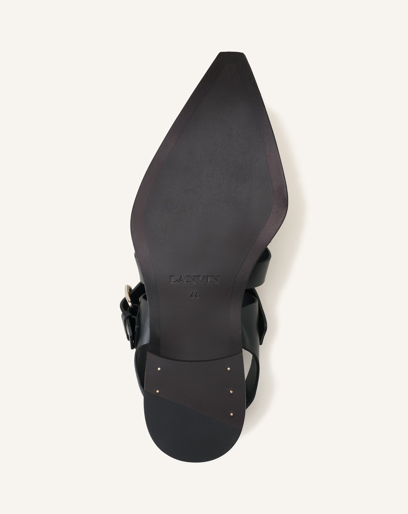 BLACK POINTED-TOE LEATHER SANDALS