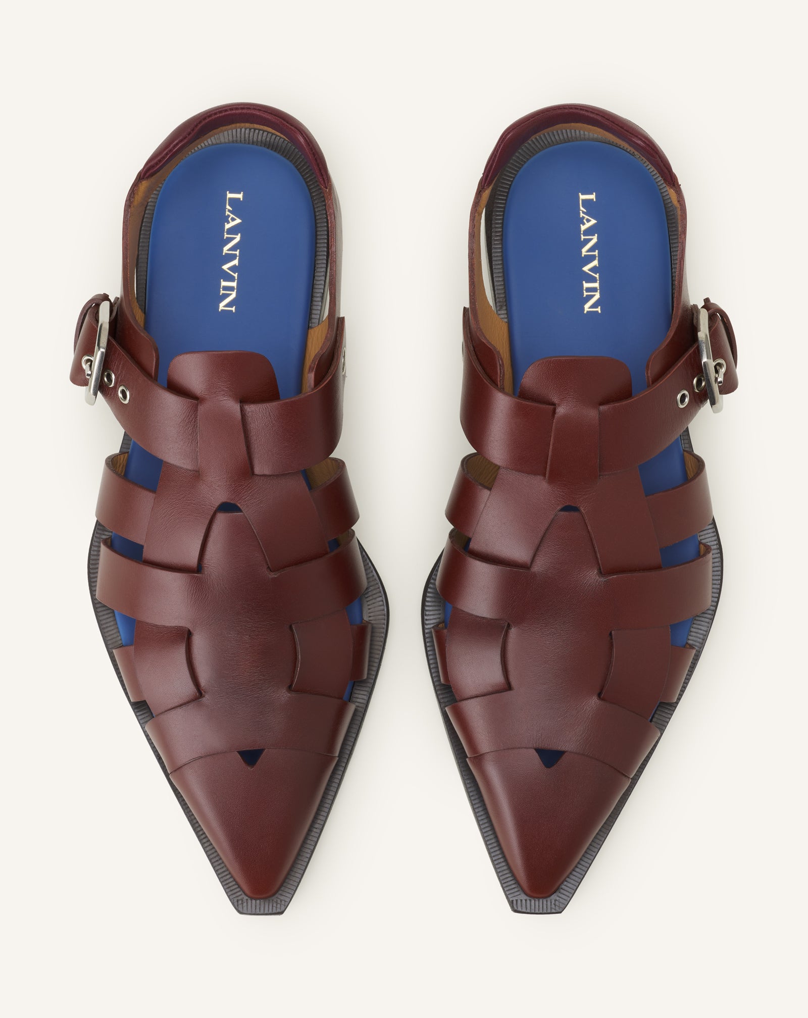 POINTED-TOE LEATHER SANDALS