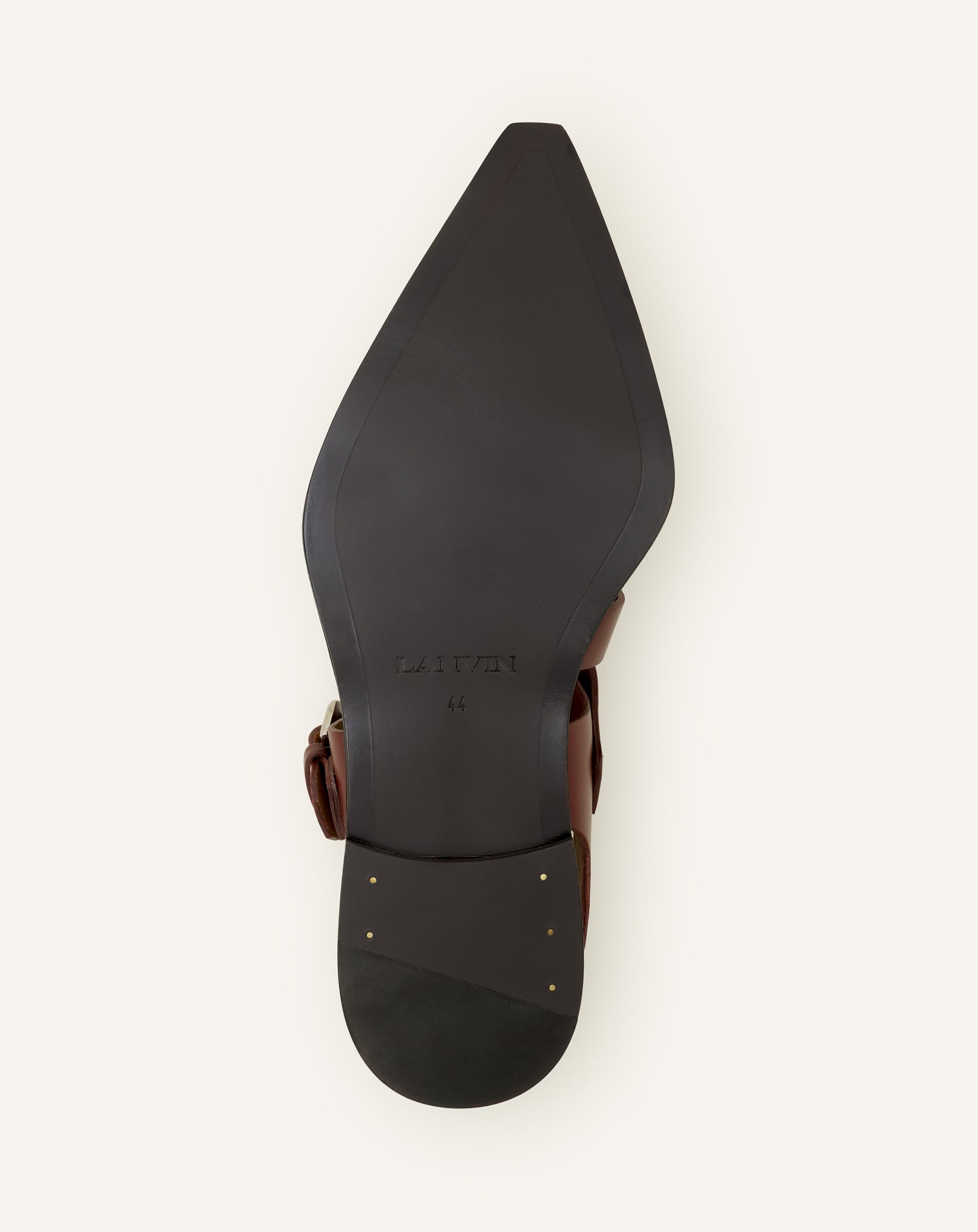 BROWN POINTED-TOE LEATHER SANDALS