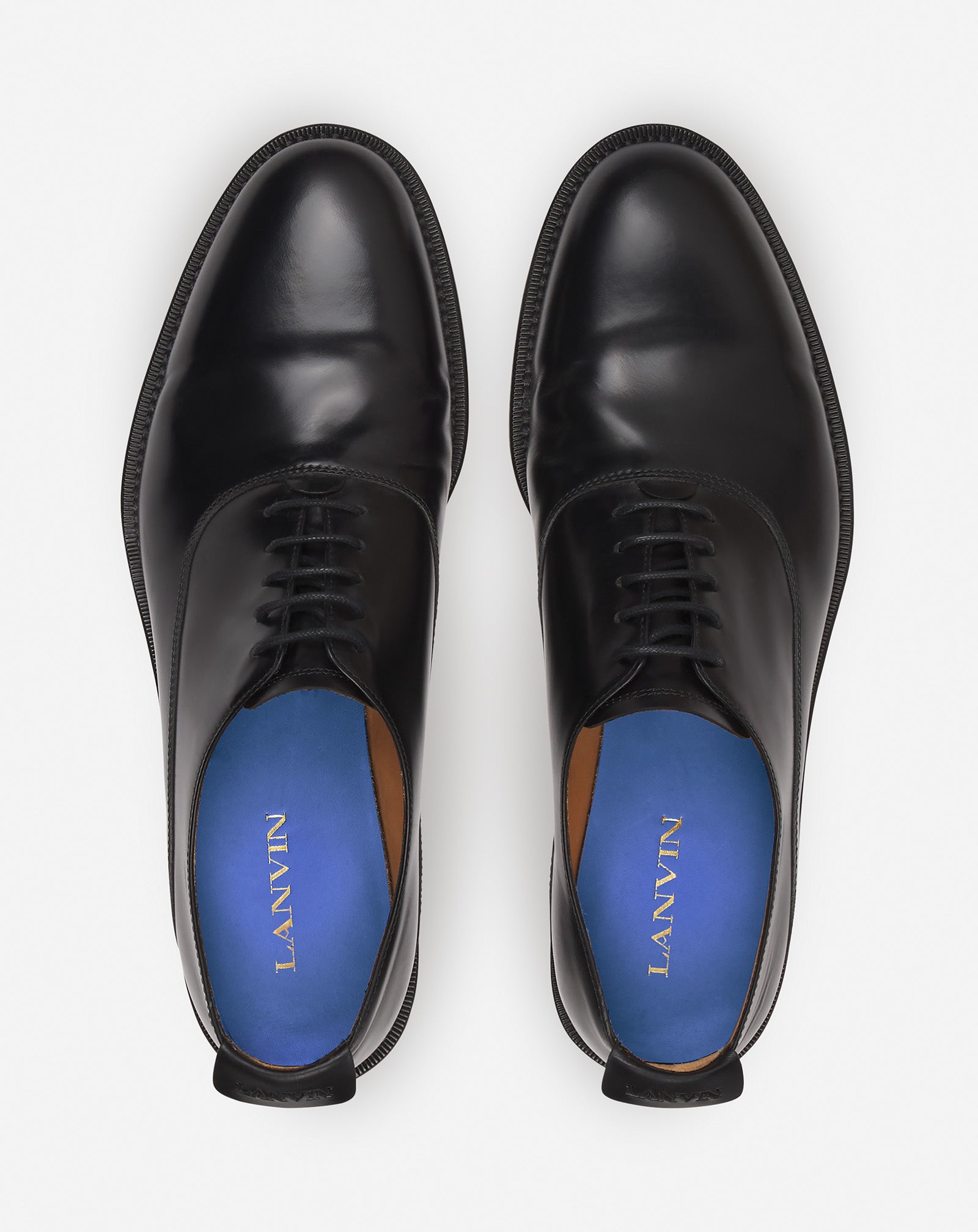 BLACK LANVIN SIGNATURE LEATHER OXFORD SHOES