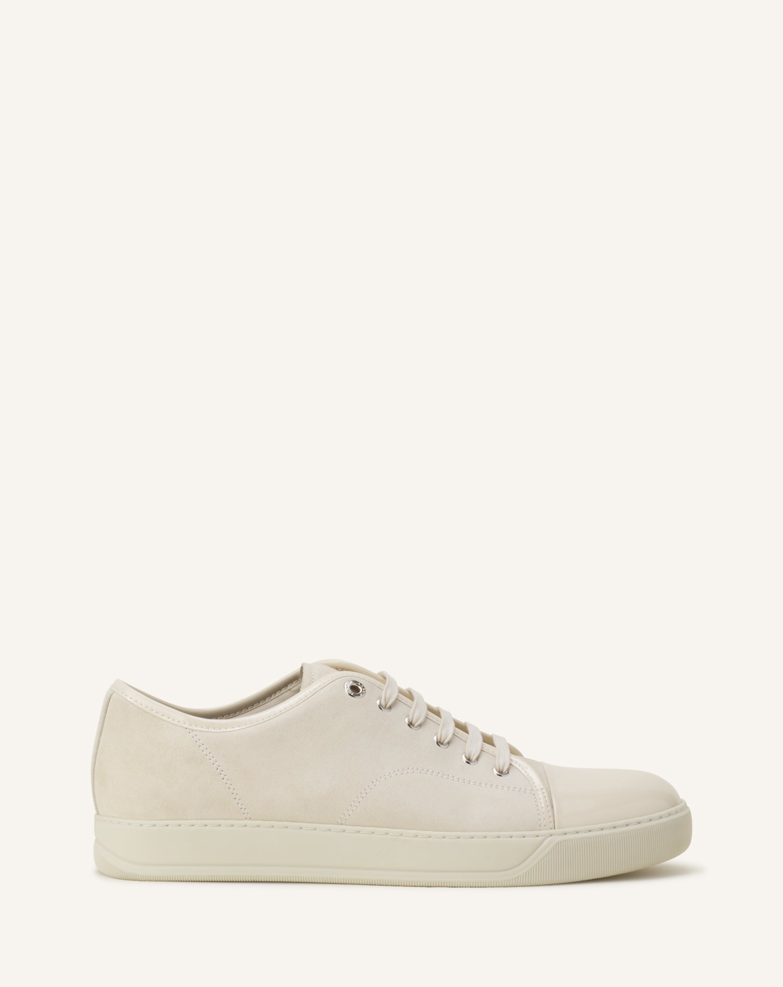 WHITE DBB1 SNEAKERS IN PATENT LEATHER AND SUEDE