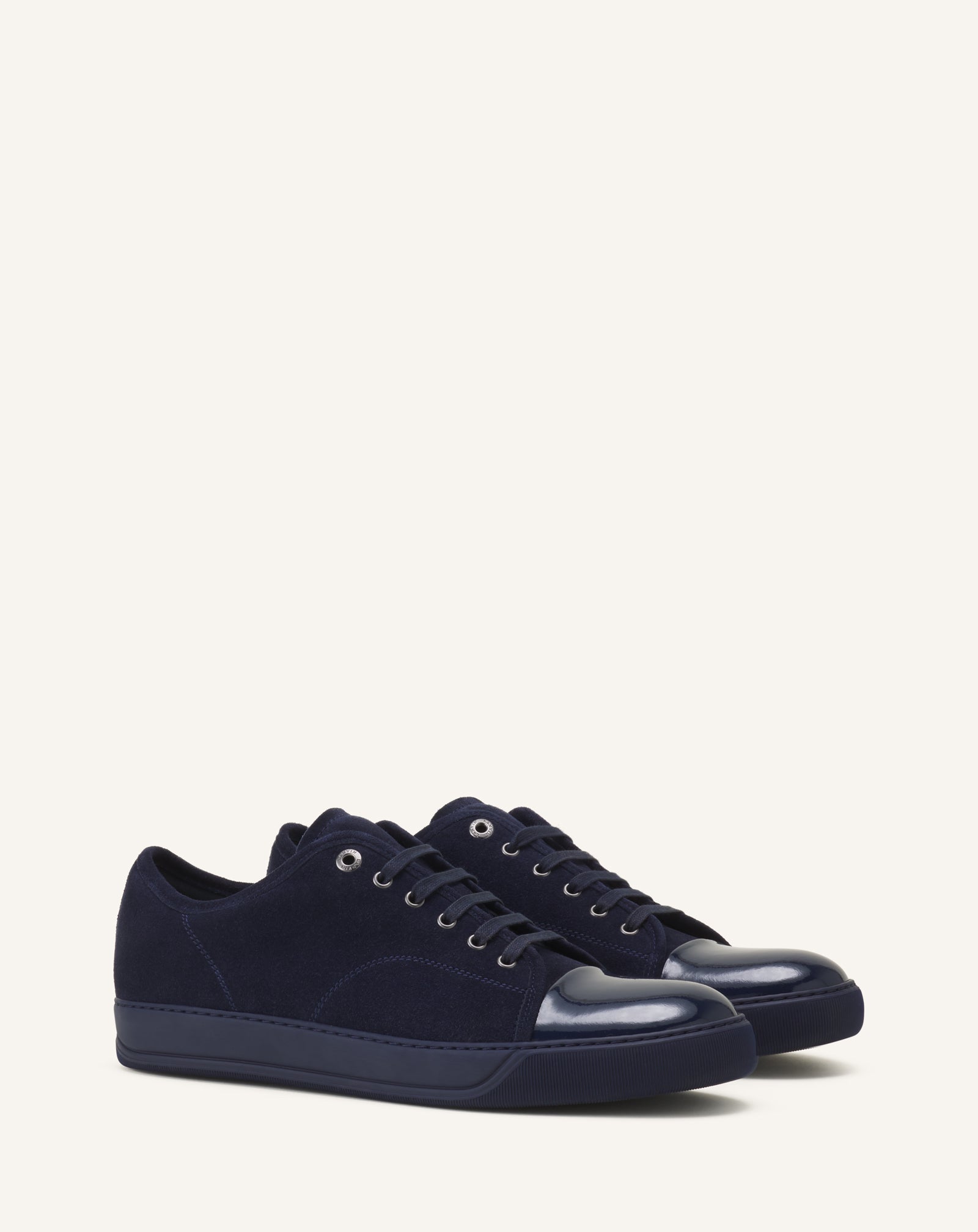 BLUE DBB1 PATENT LEATHER AND SUEDE SNEAKERS