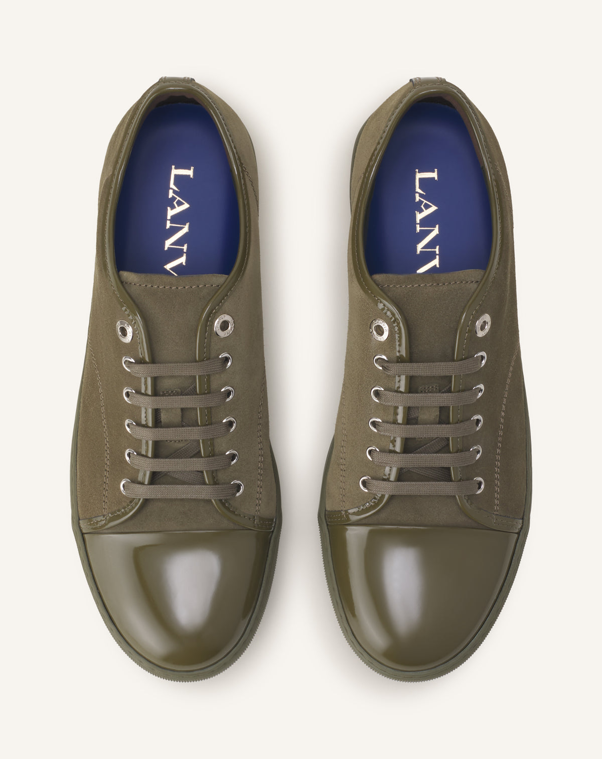 GREEN DBB1 SNEAKERS IN PATENT LEATHER AND SUEDE