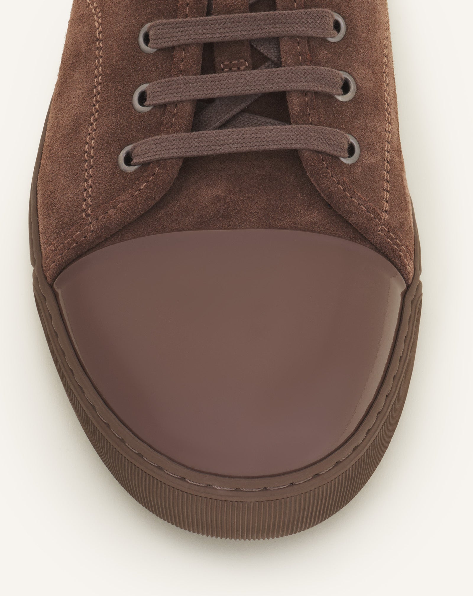 BROWN DBB1 PATENT LEATHER AND SUEDE SNEAKERS