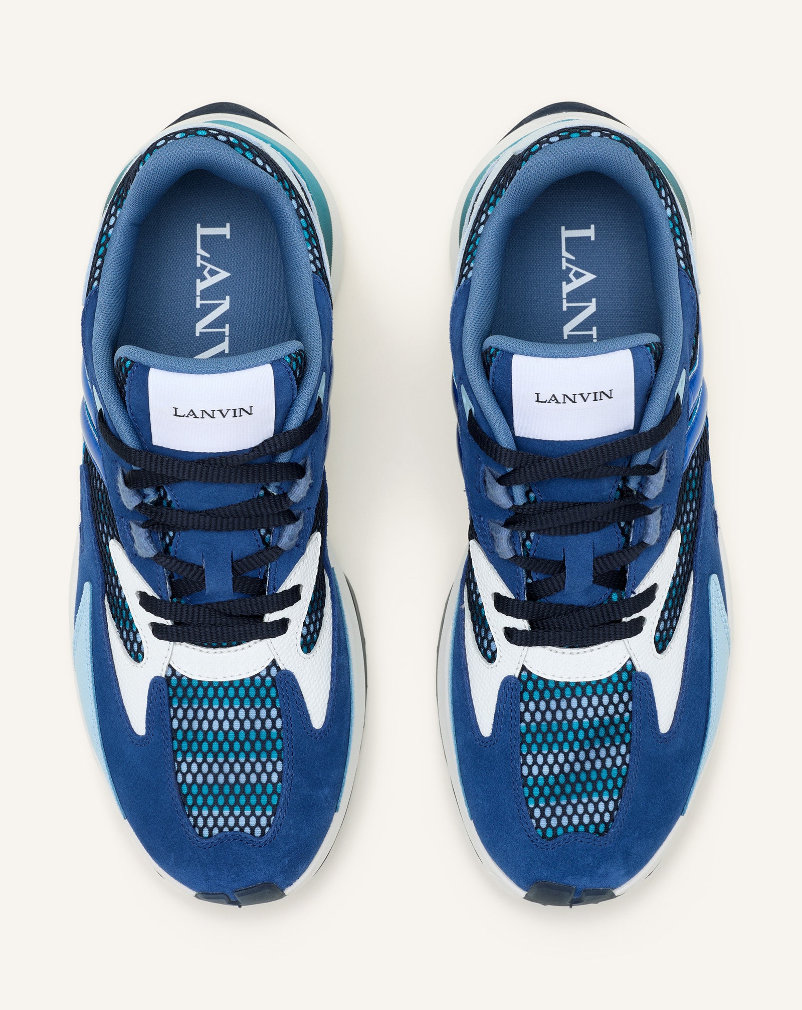 Blue Jla Sneakers In Mesh And Metallic Leather | Lanvin