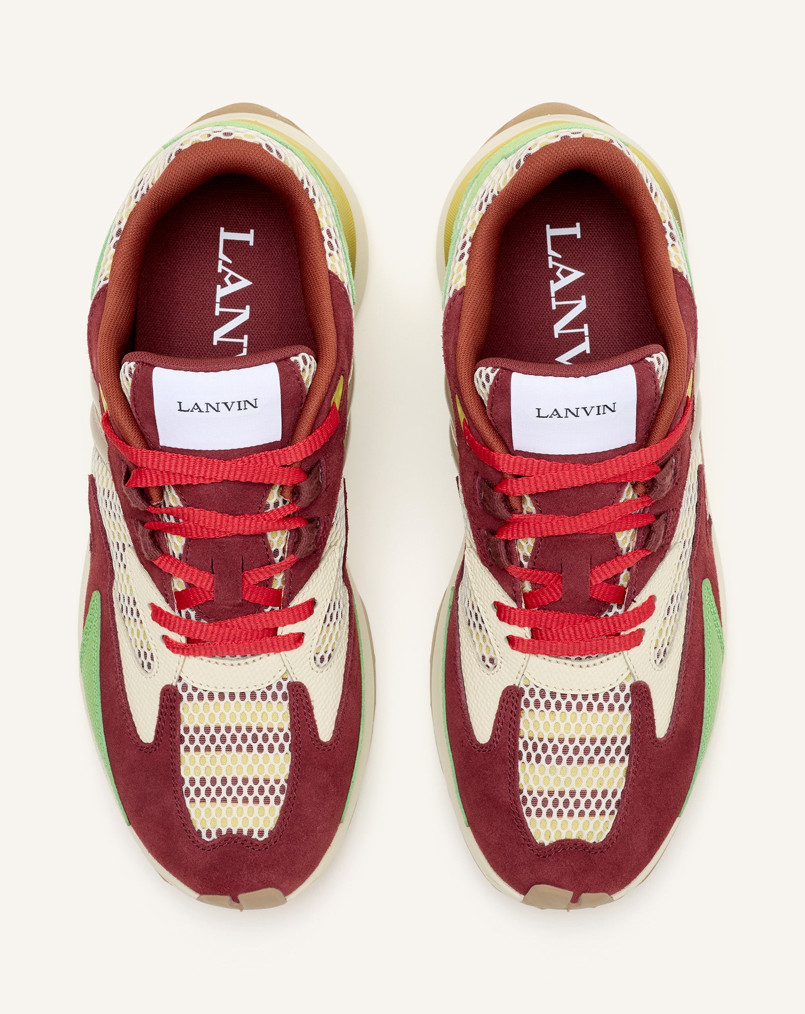 Red Jla Sneakers In Mesh And Metallic Leather | Lanvin