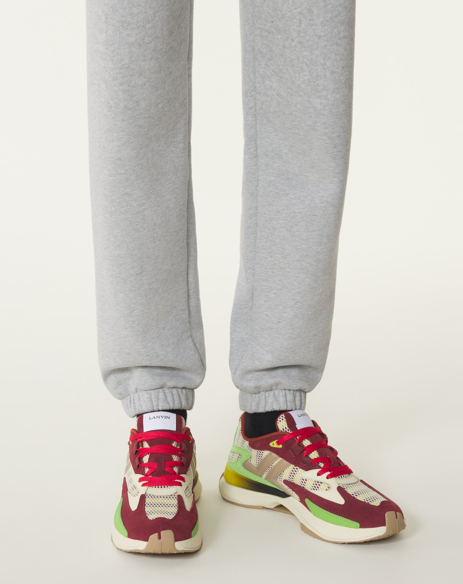 Red Jla Sneakers In Mesh And Metallic Leather | Lanvin
